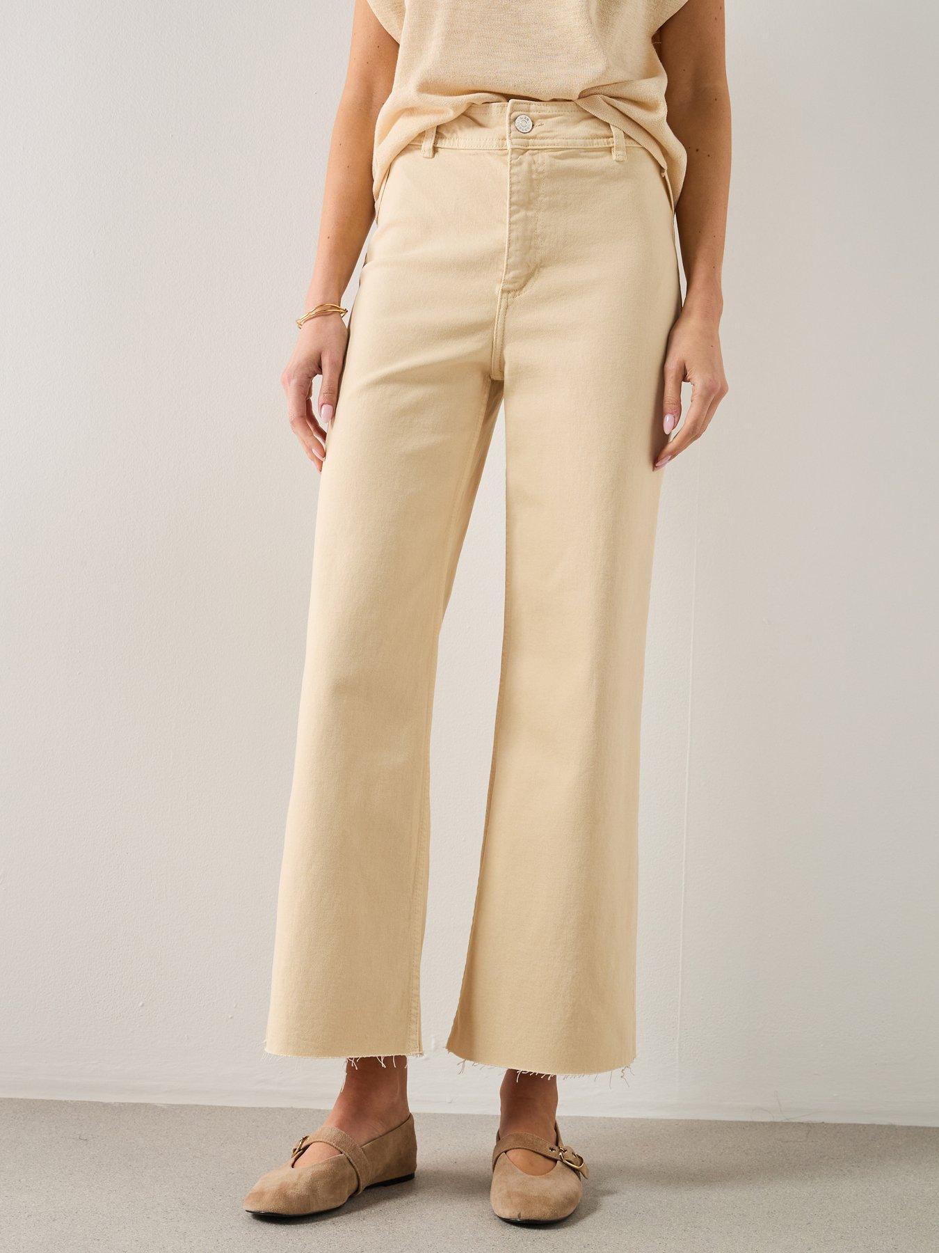 Mango Catherin Culotte High-Rise Jeans - Yellow - Cream
