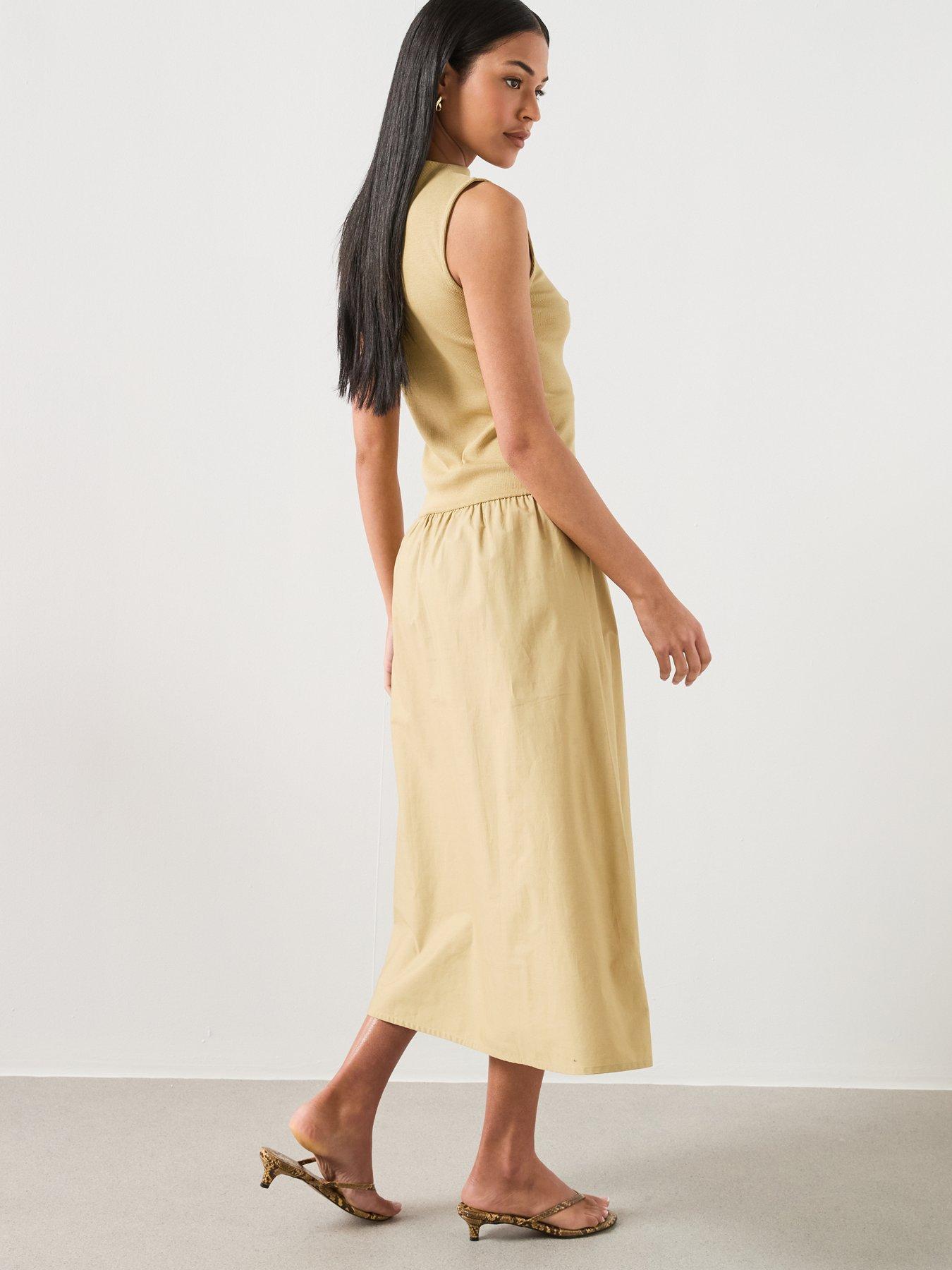 image of mango-contrast-bodice-dress-green