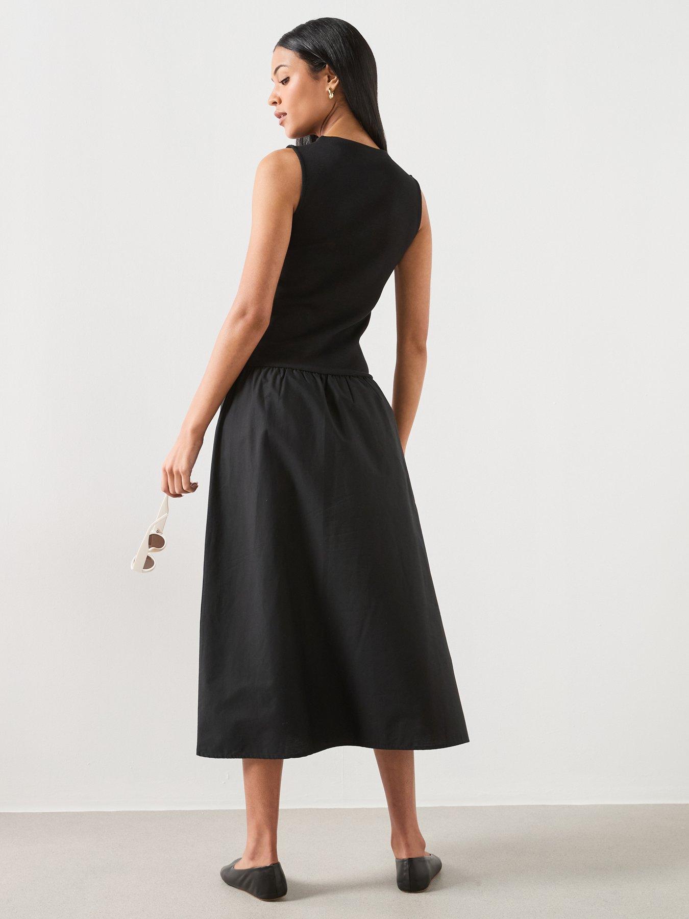  image of mango-contrast-bodice-dress-black