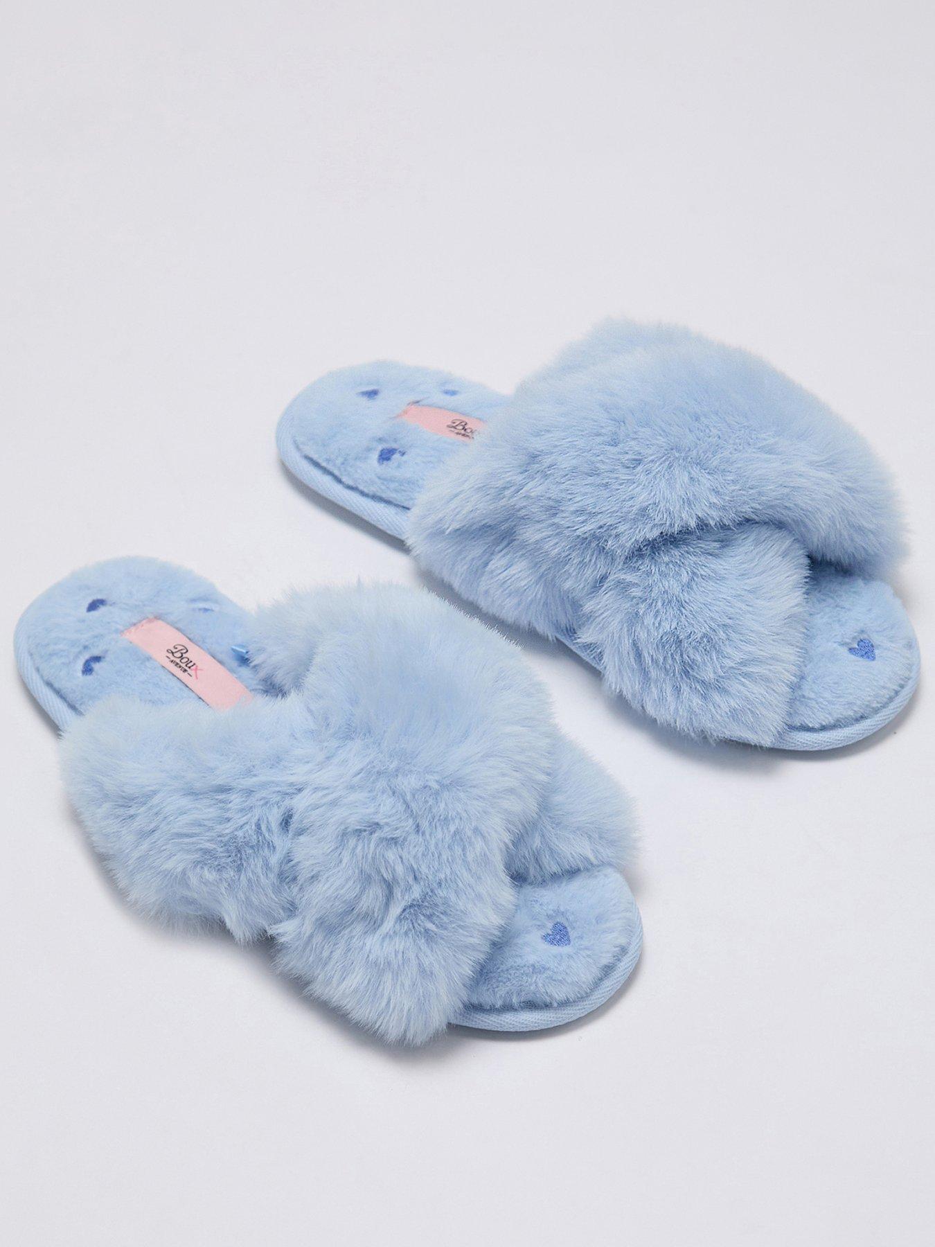 Boux Avenue Heart Emb Crossband Slippers - Blue Mix