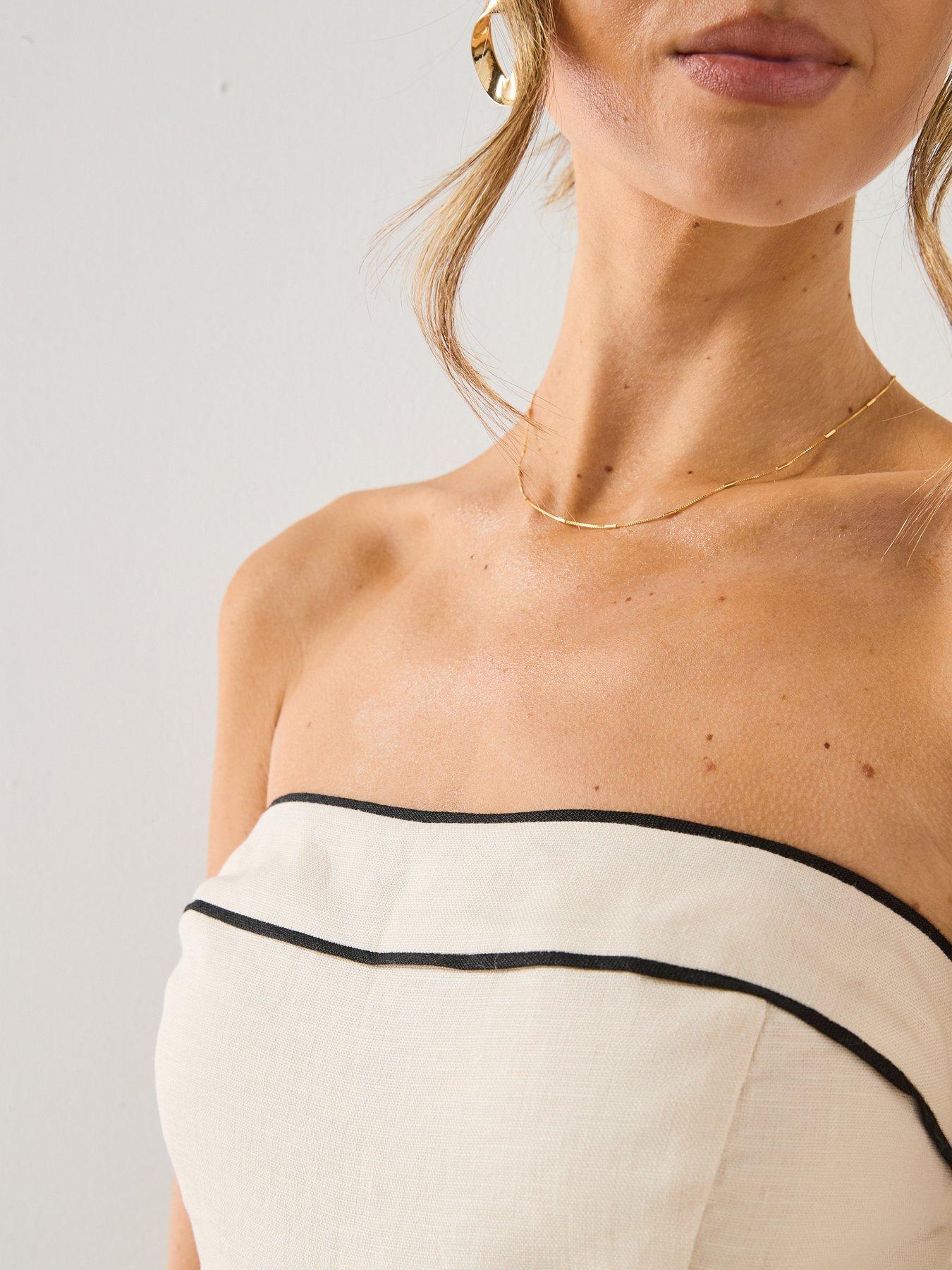 Image 5 of 5 of Mango Linen Bandeau Jumpsuit - Beige
