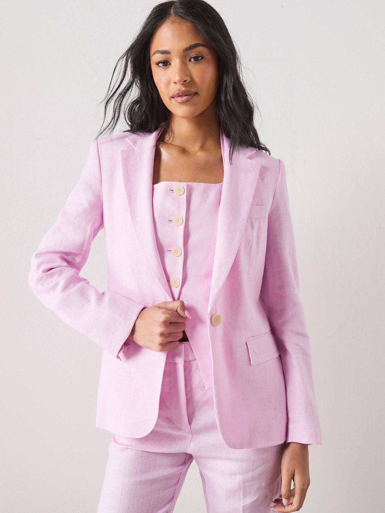 Mango Linen Suit Jacket - Pink