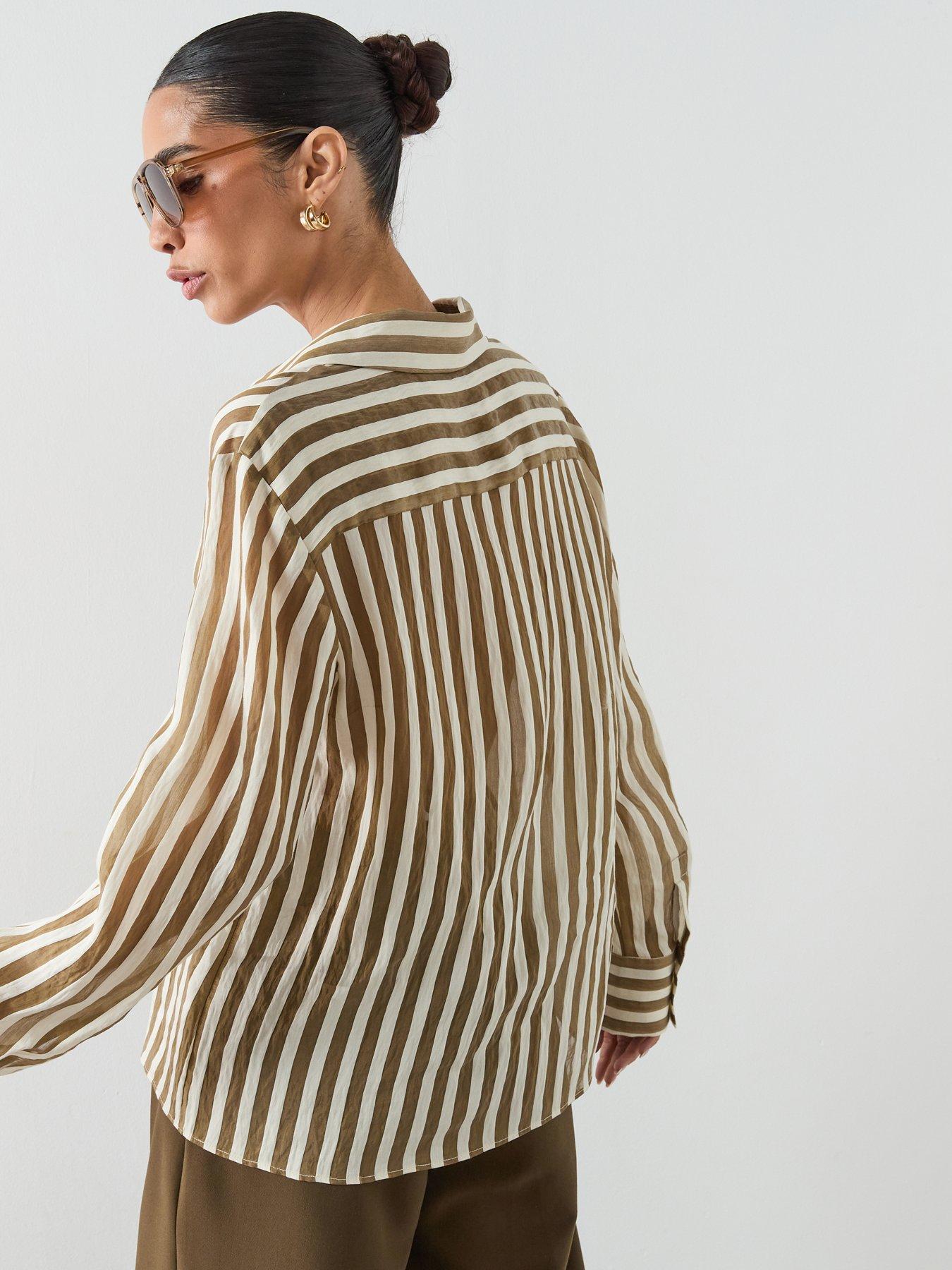  image of mango-semi-transparent-striped-lyocell-shirt-khaki