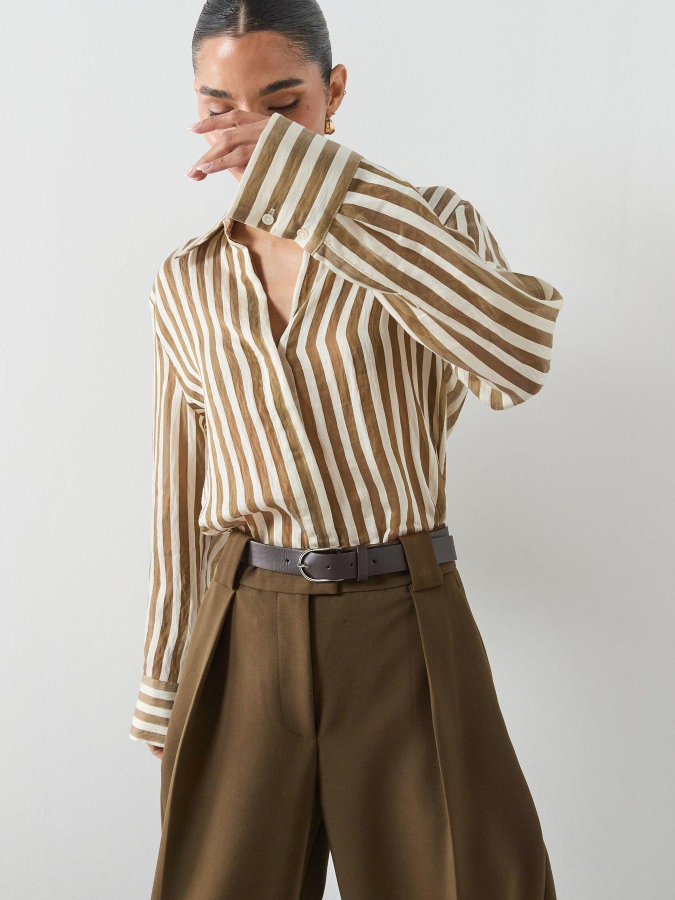  image of mango-semi-transparent-striped-lyocell-shirt-khaki