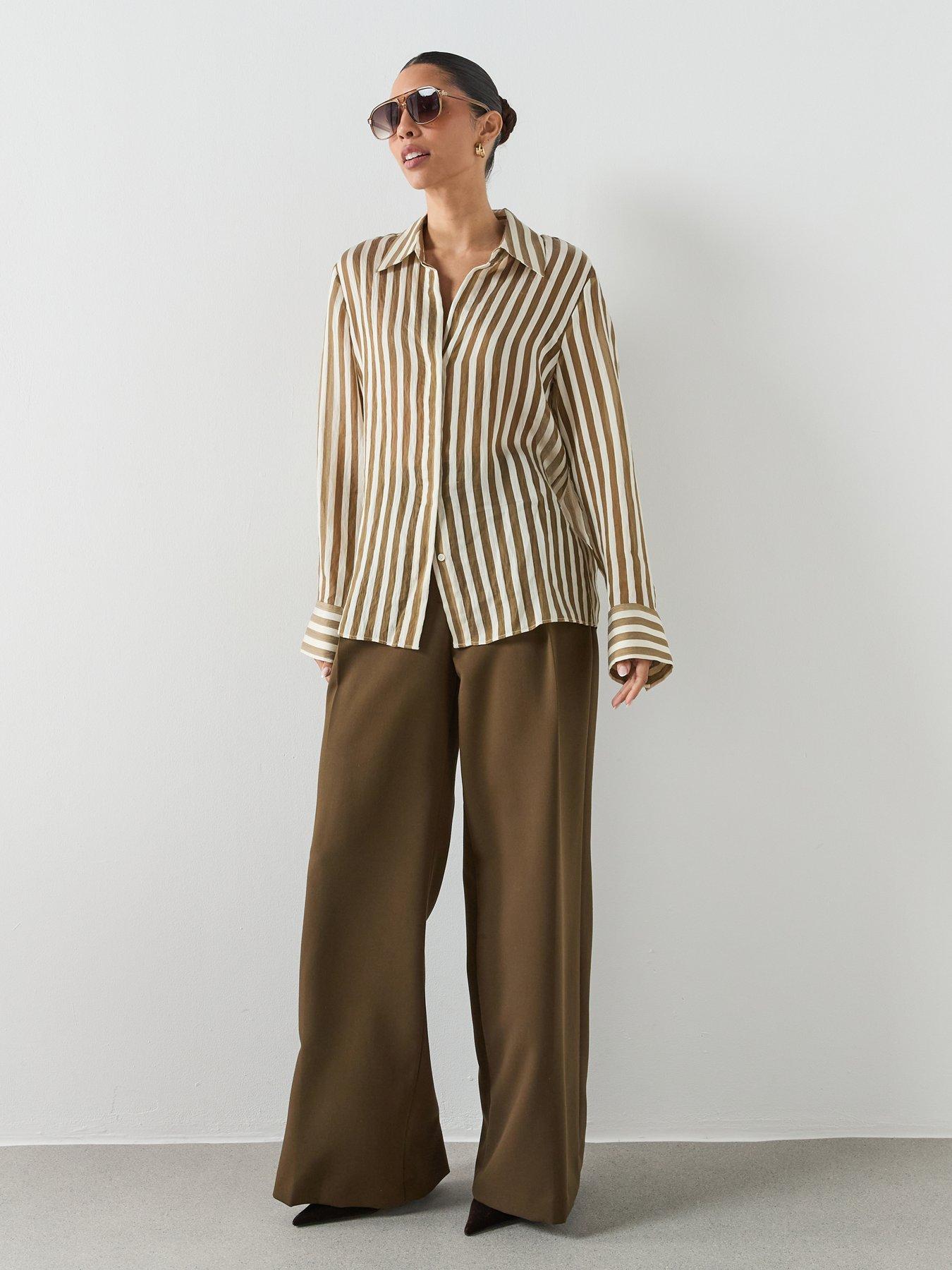  image of mango-semi-transparent-striped-lyocell-shirt-khaki