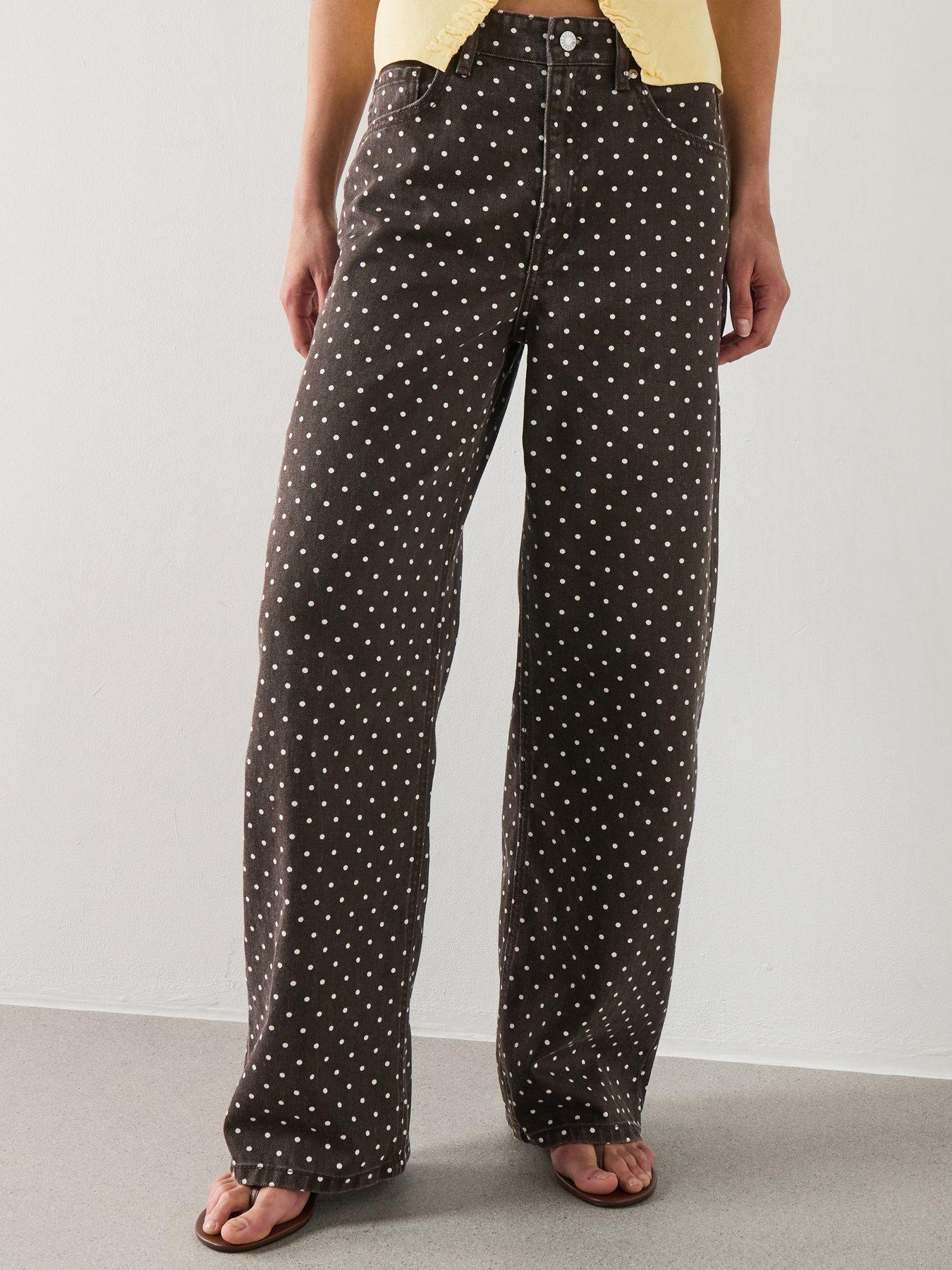 Mango Polka Dot Balloon Jeans - Brown