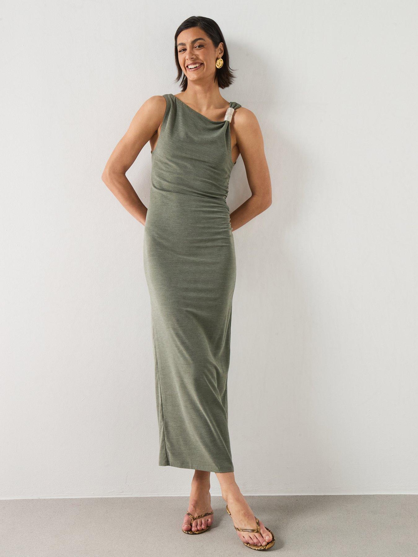 Mango Fitted Dress With Metal Detail - Green