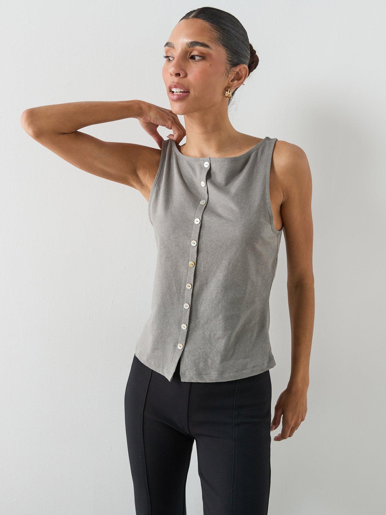Mango Cotton Gilet With Buttons - Grey