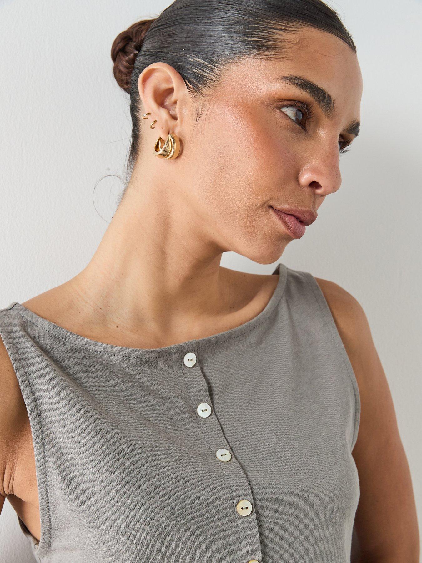 Image 4 of 6 of Mango Cotton Gilet With Buttons - Grey