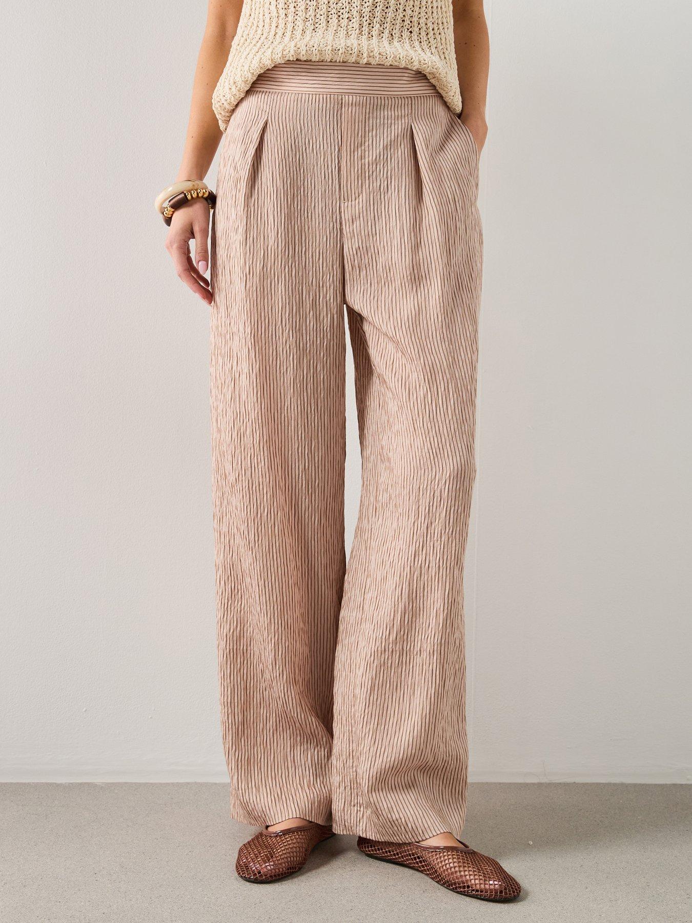 Mango Striped Lyocell Trousers - Brown