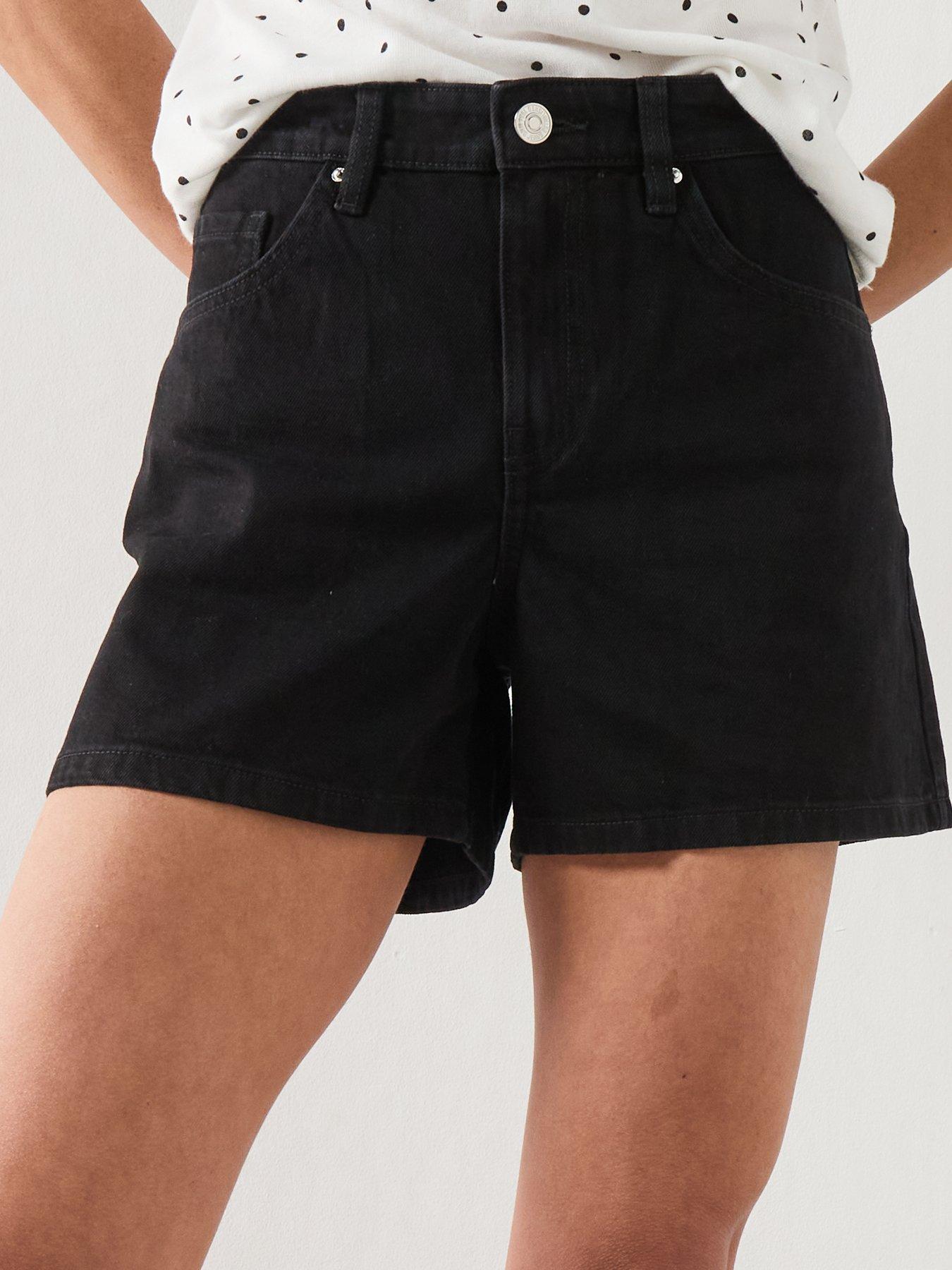 Image 5 of 6 of Mango Straight Mid-rise Denim Shorts - Black