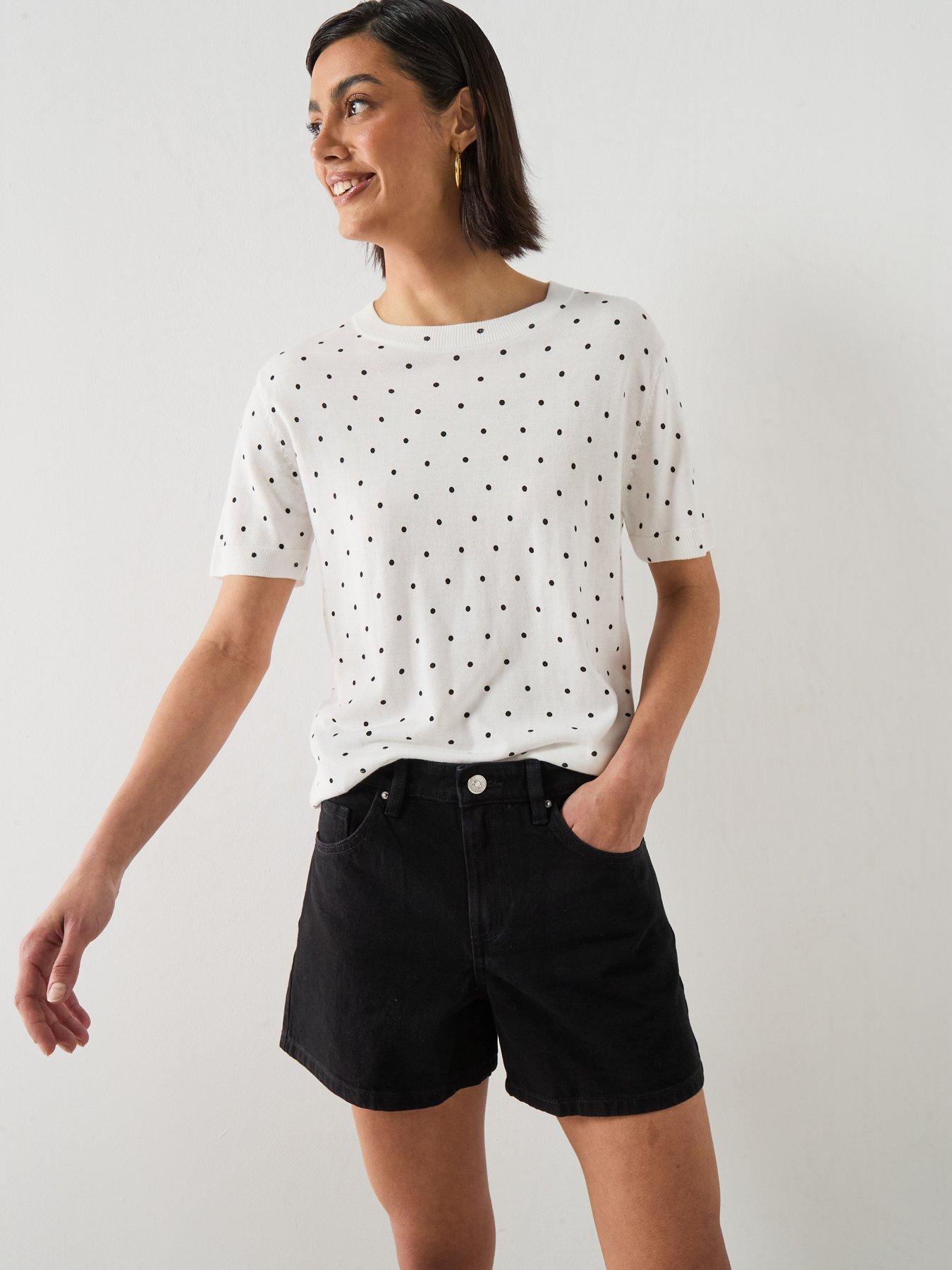 Image 6 of 6 of Mango Straight Mid-rise Denim Shorts - Black