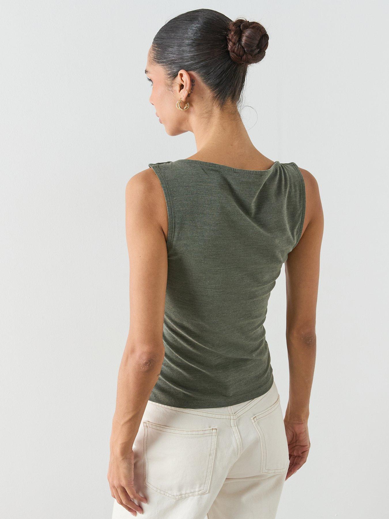  image of mango-asymmetric-ruched-top-green