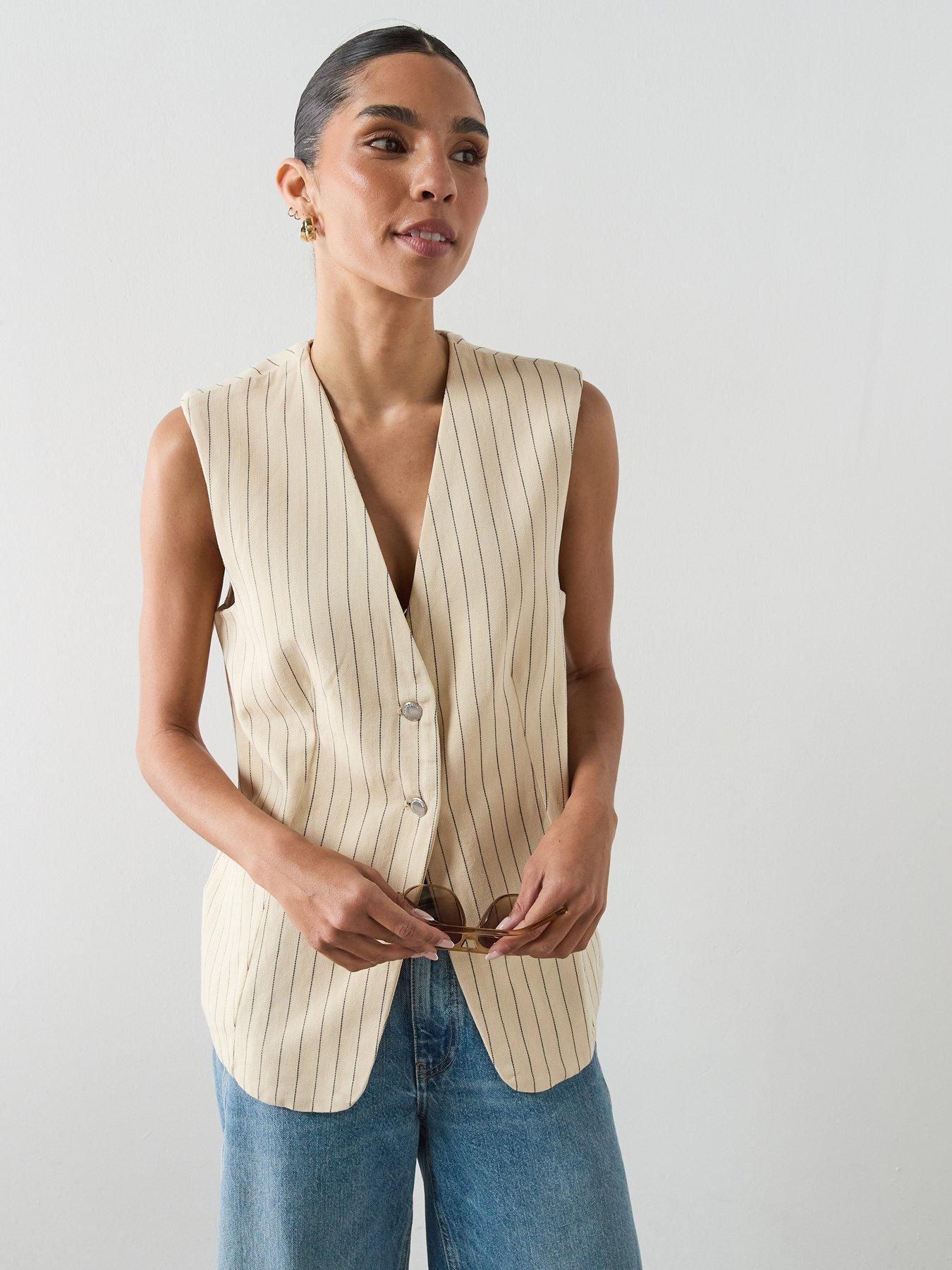 Mango Pinstriped Suit Waistcoat - Yellow
