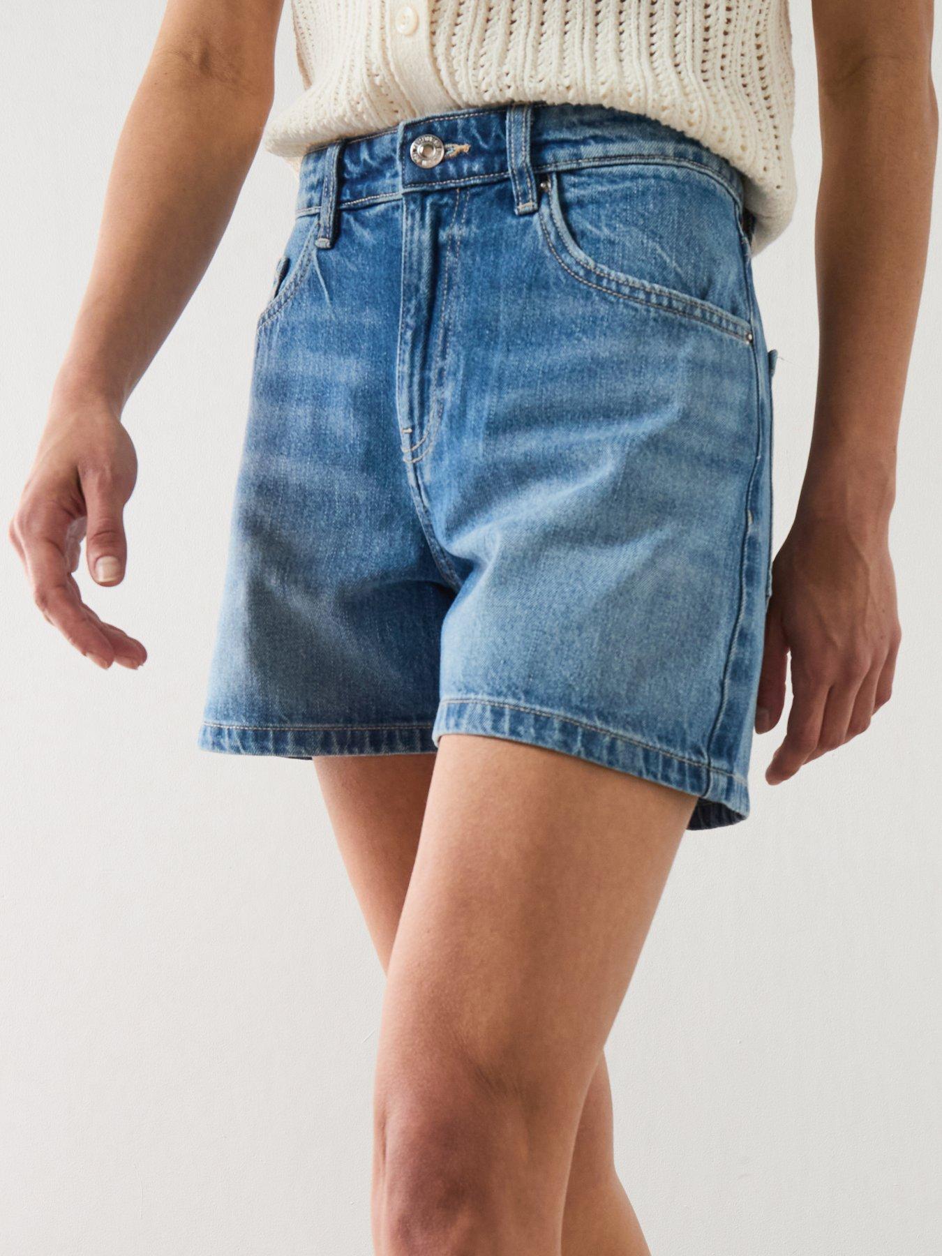 Image 5 of 6 of Mango Straight Mid-rise Denim Shorts - Blue