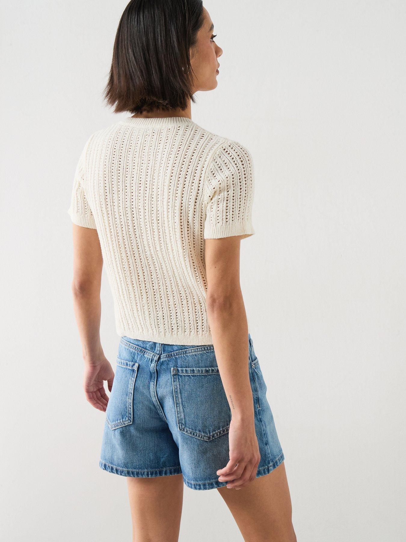 Image 6 of 6 of Mango Straight Mid-rise Denim Shorts - Blue