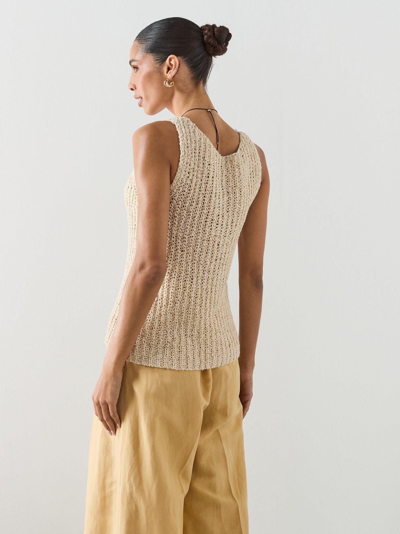 Image 2 of 6 of Mango Round-Neck Knitted Top - Sand
