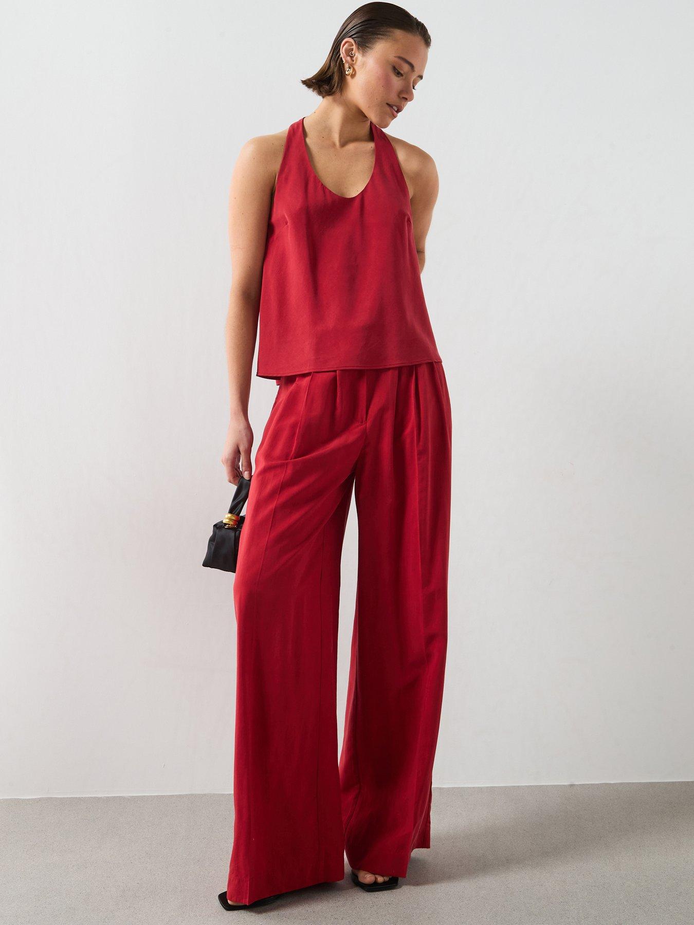 Mango Straight Lyocell Co-ord Trousers - Red
