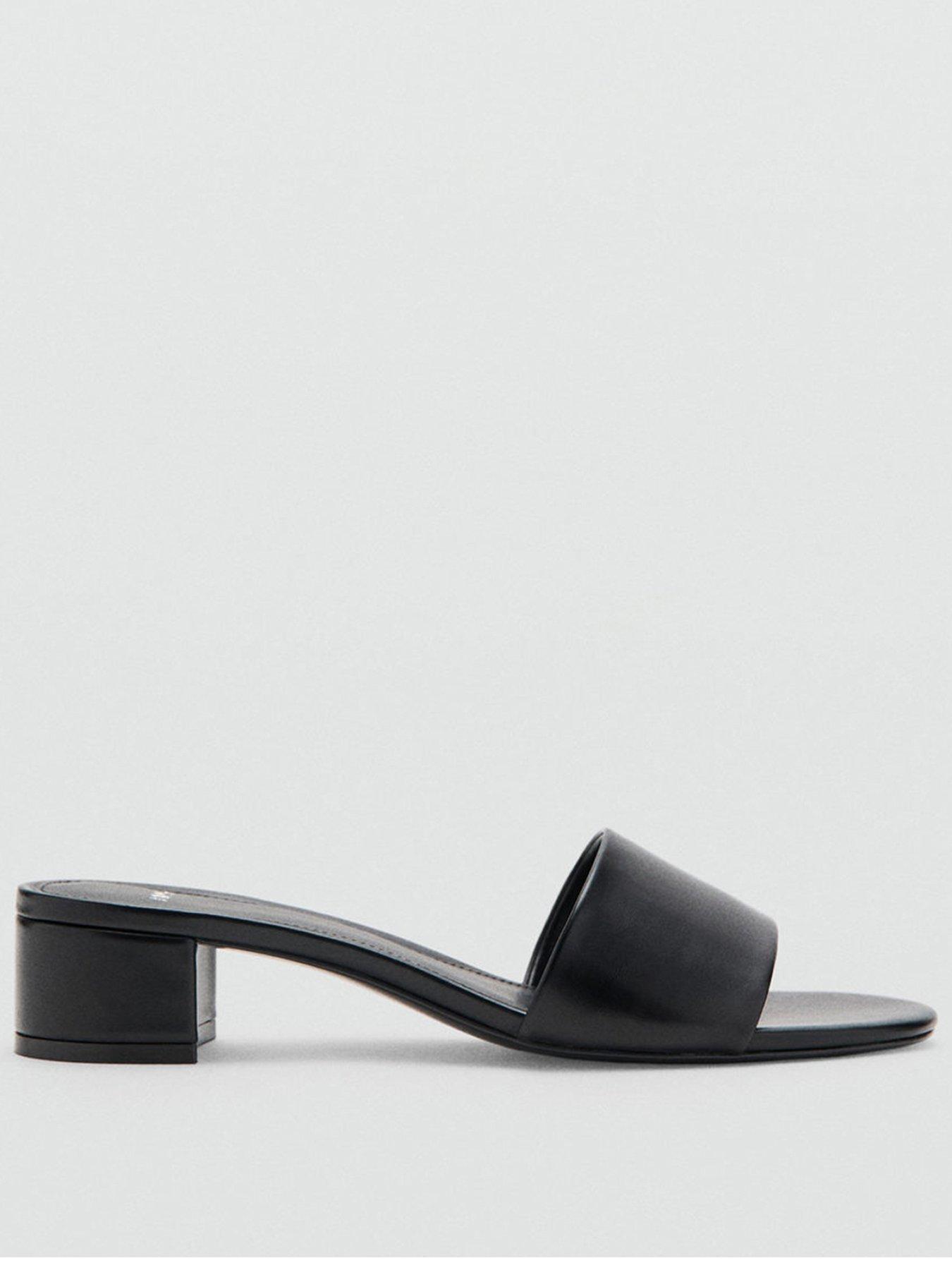 Image 1 of 4 of Mango Block-heel Sandals With Strap - Black