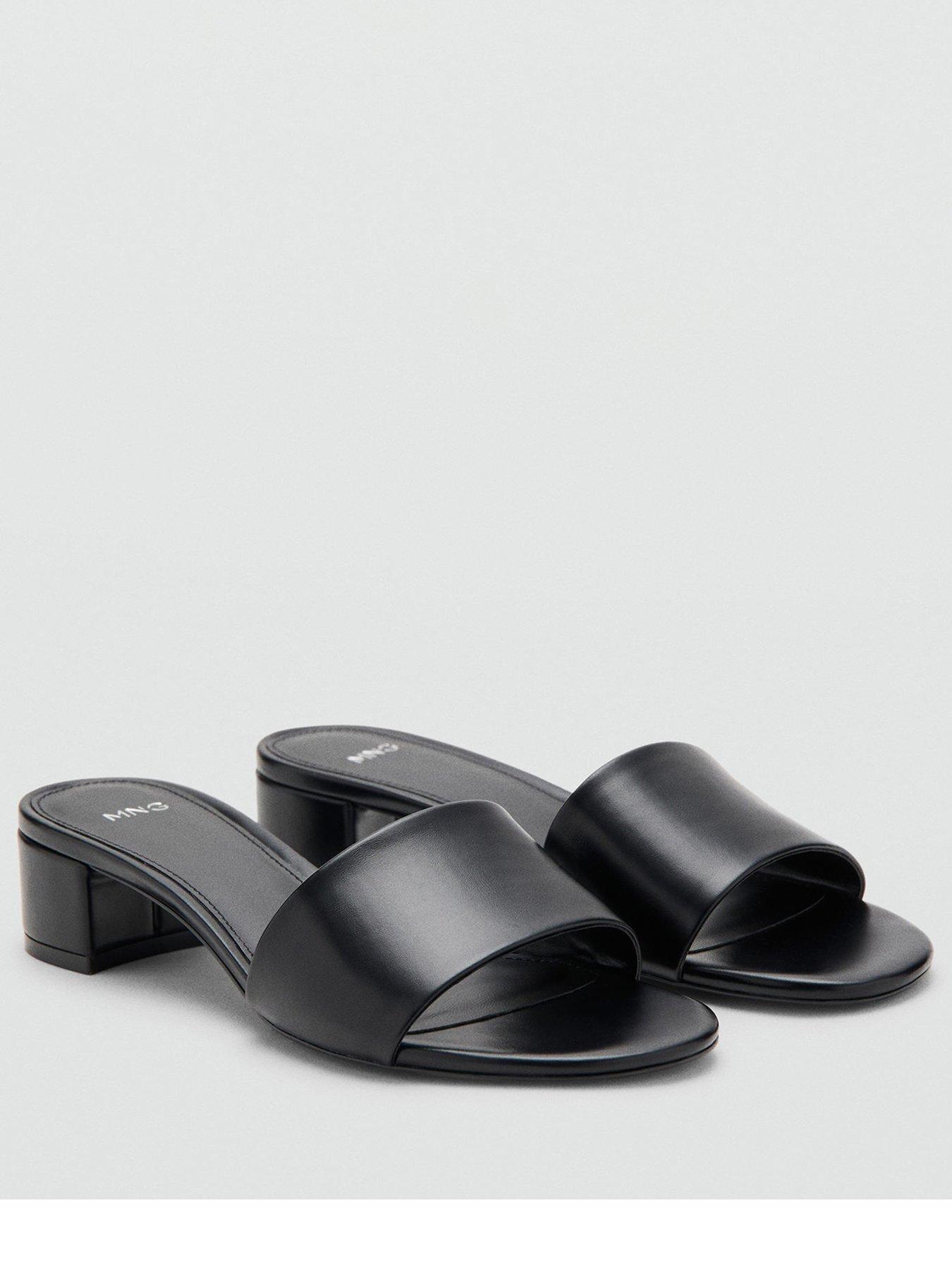 Image 2 of 4 of Mango Block-heel Sandals With Strap - Black