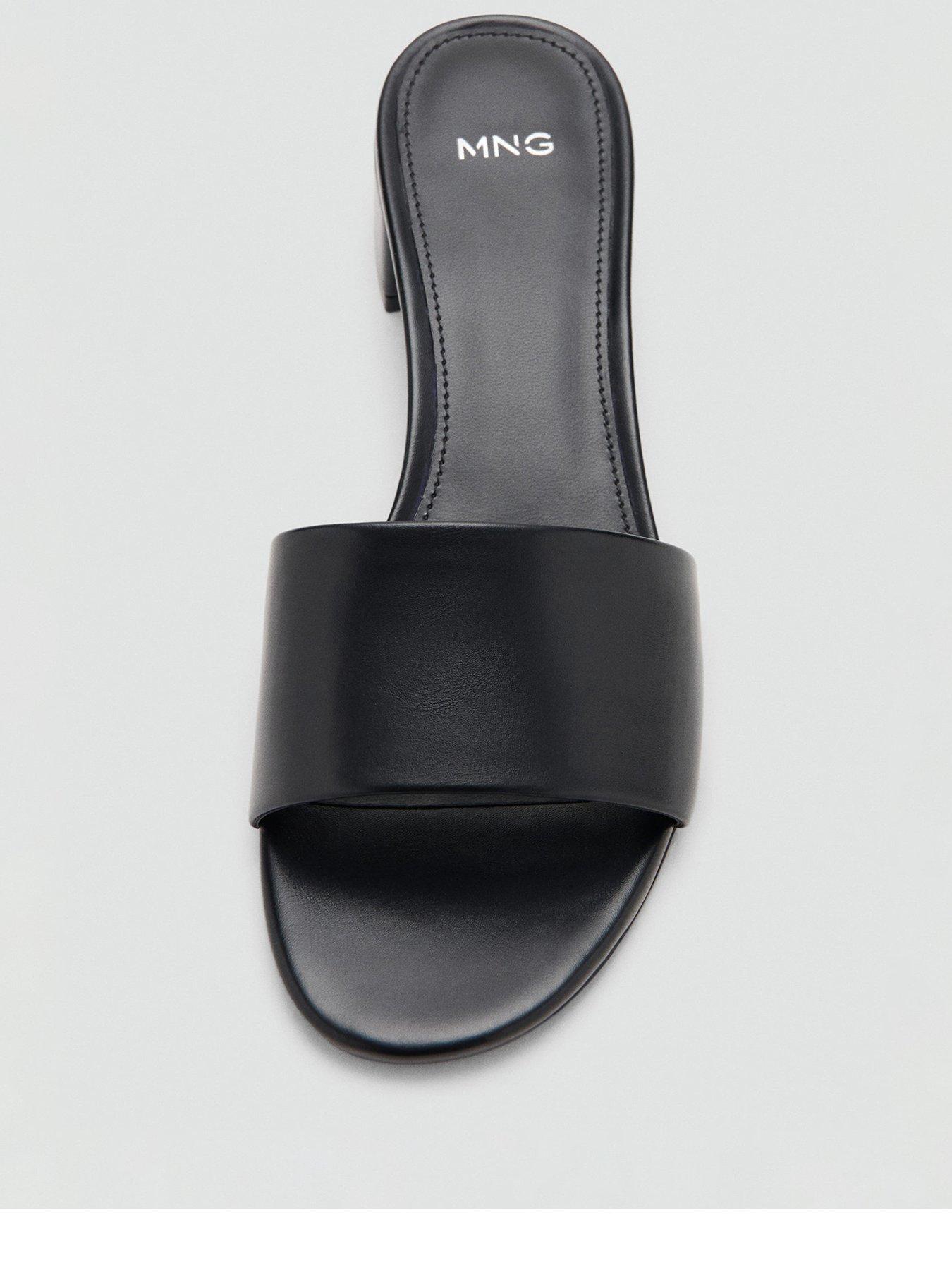 Image 3 of 4 of Mango Block-heel Sandals With Strap - Black