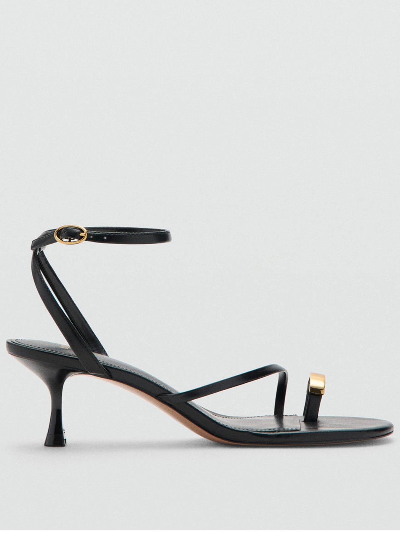 Mango Heeled Sandal With Crossed Straps - Black