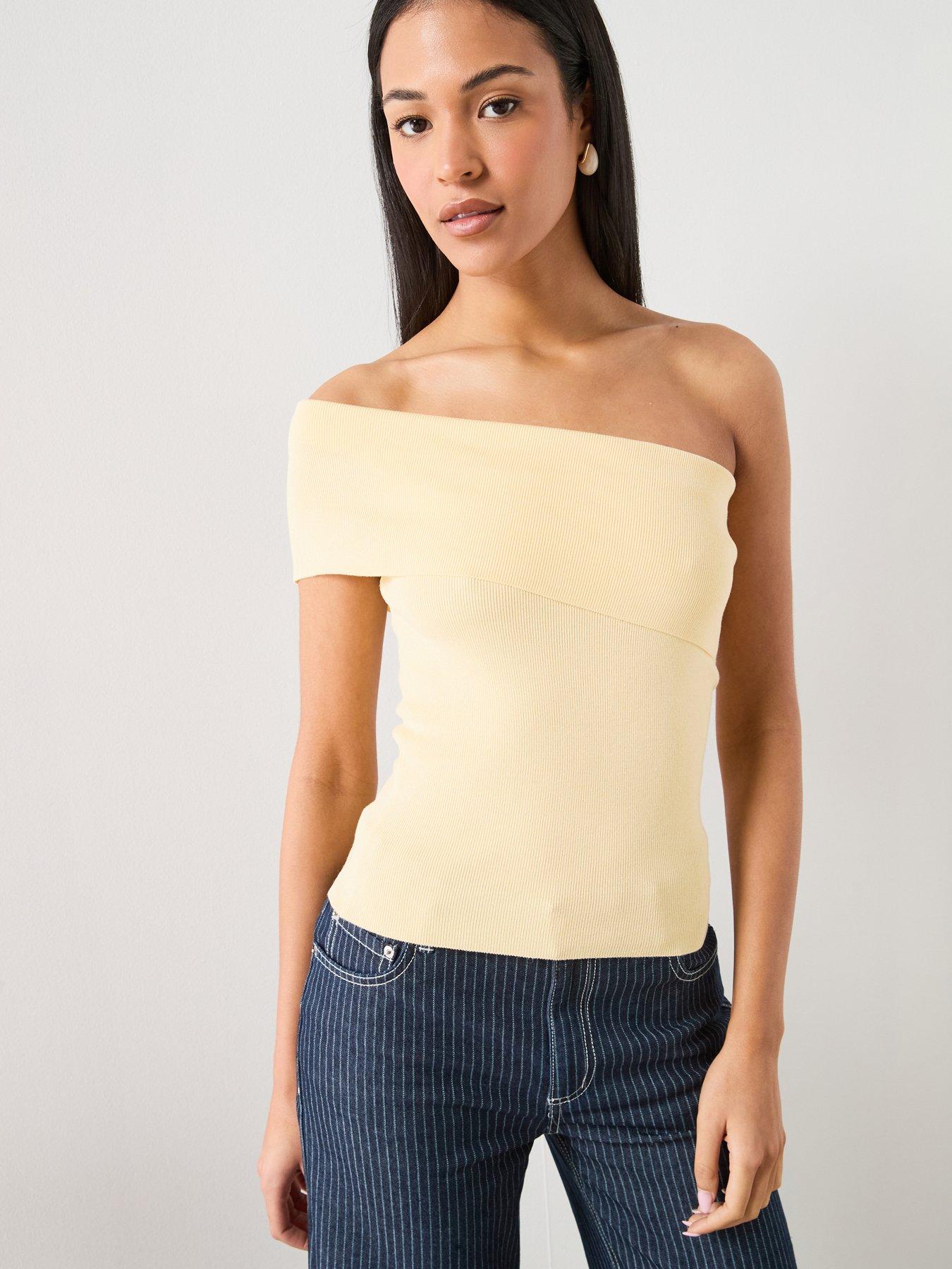 Mango Strapless Knitted Top - Yellow