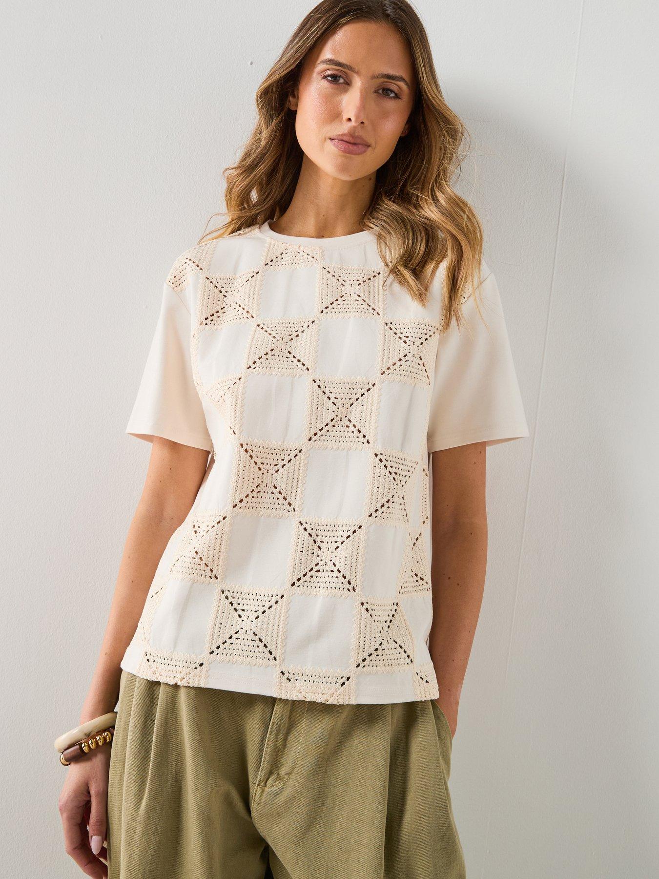 Mango Crochet Print T-Shirt - White