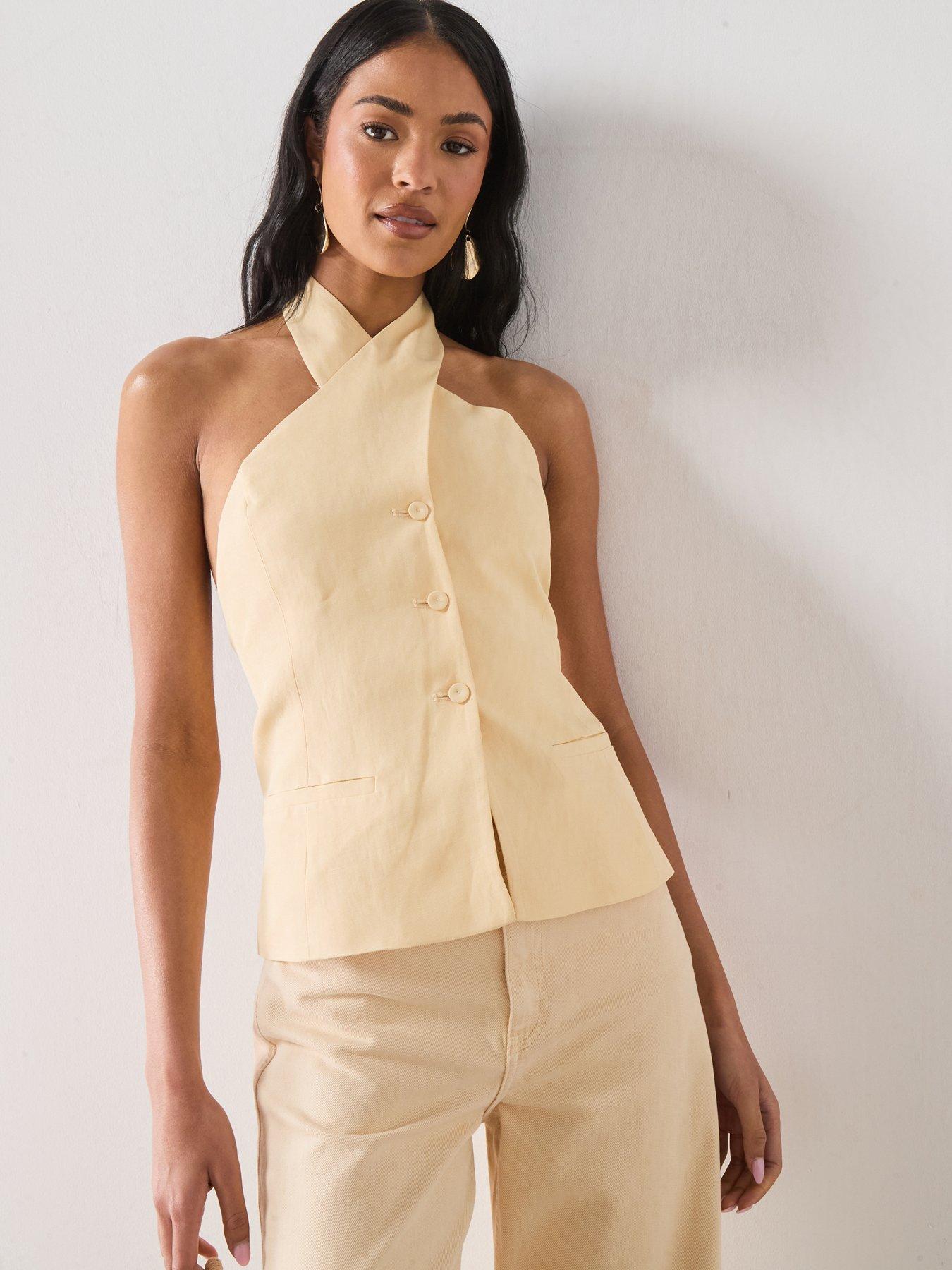 Mango Linen Buttoned Top - Yellow