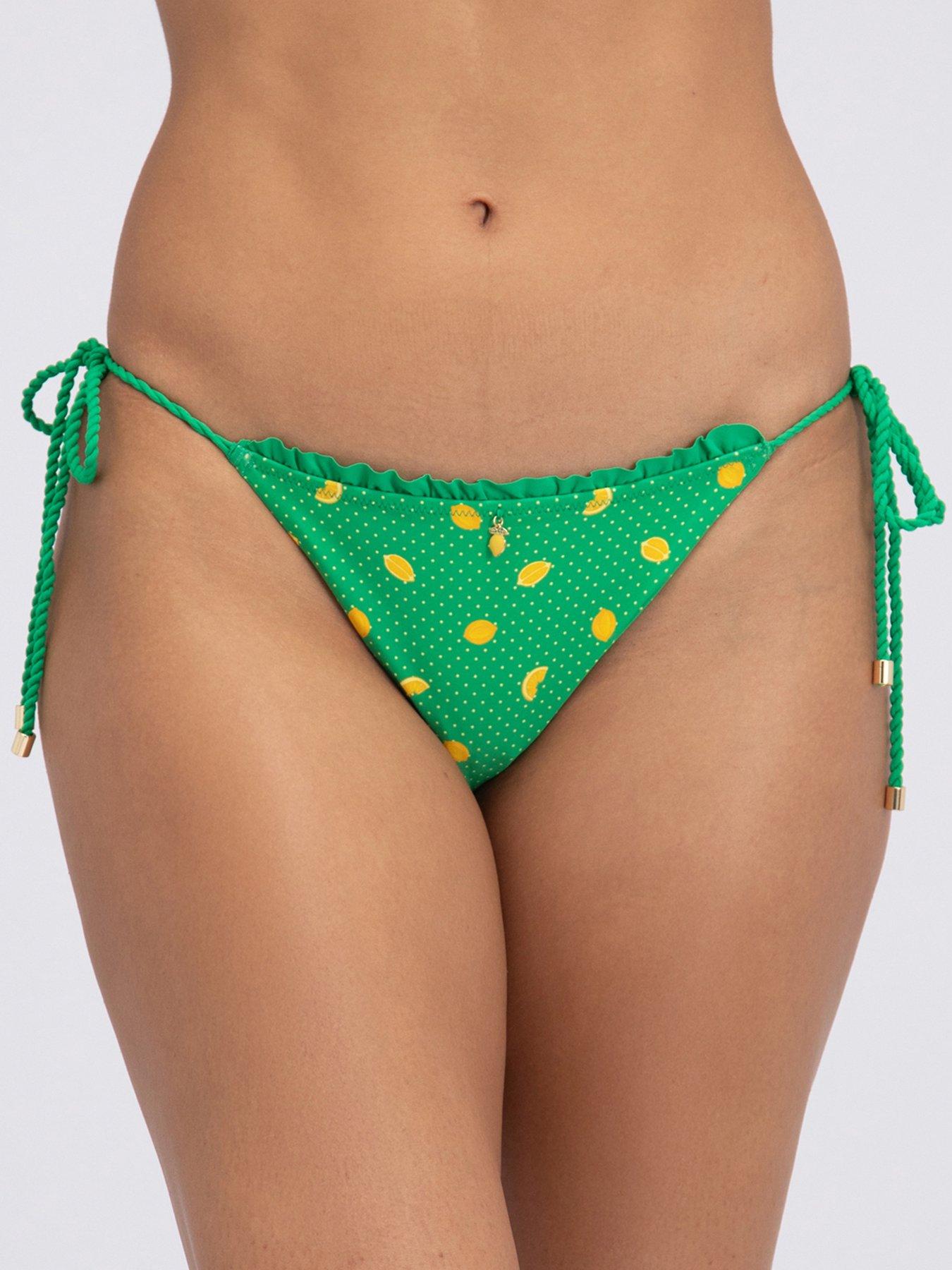 Image 1 of 6 of Boux Avenue Ithaca String Side Bikini Brief - Green