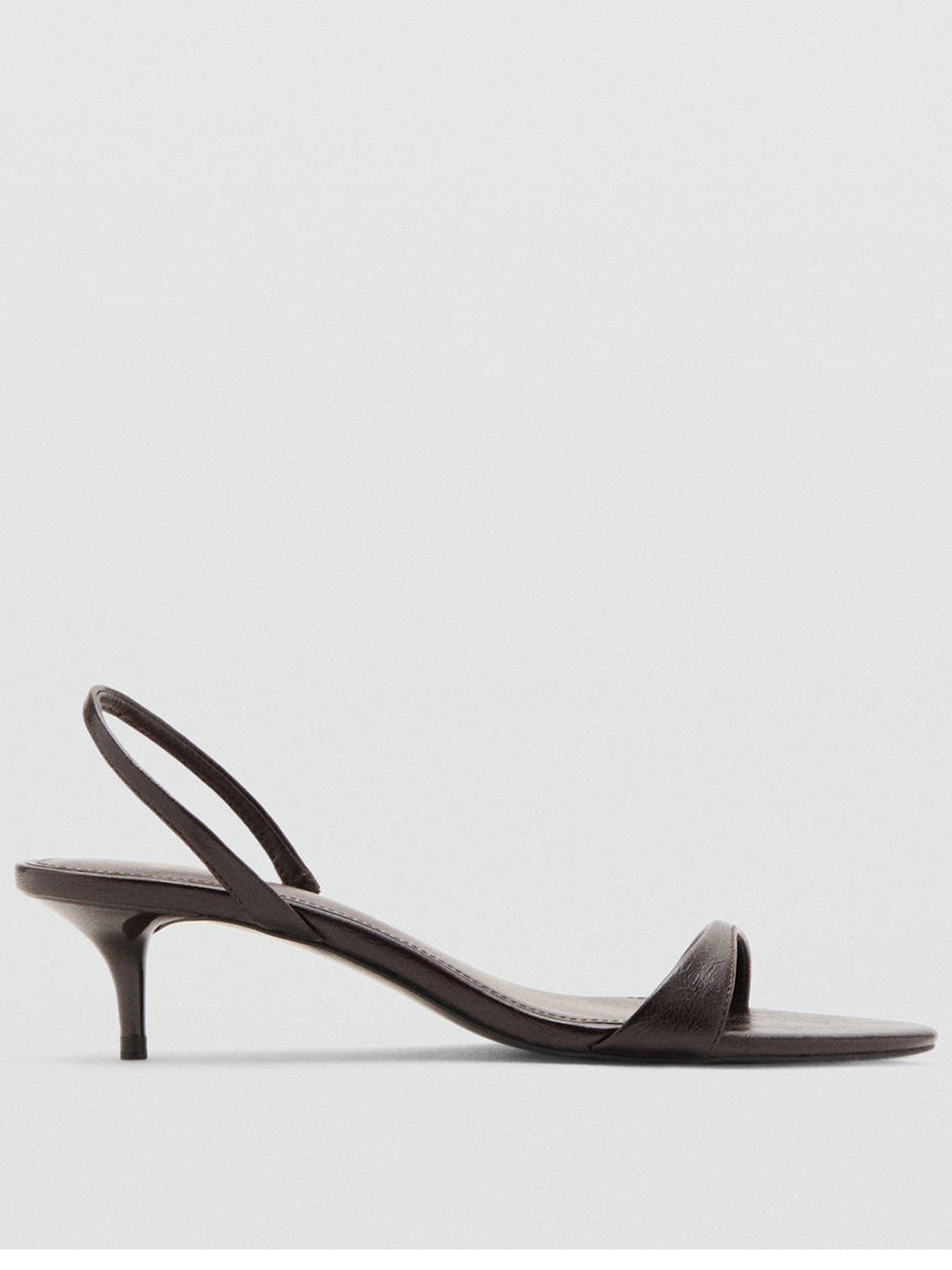 Image 1 of 5 of Mango Kitten-heel Sandals With Strap - Brown