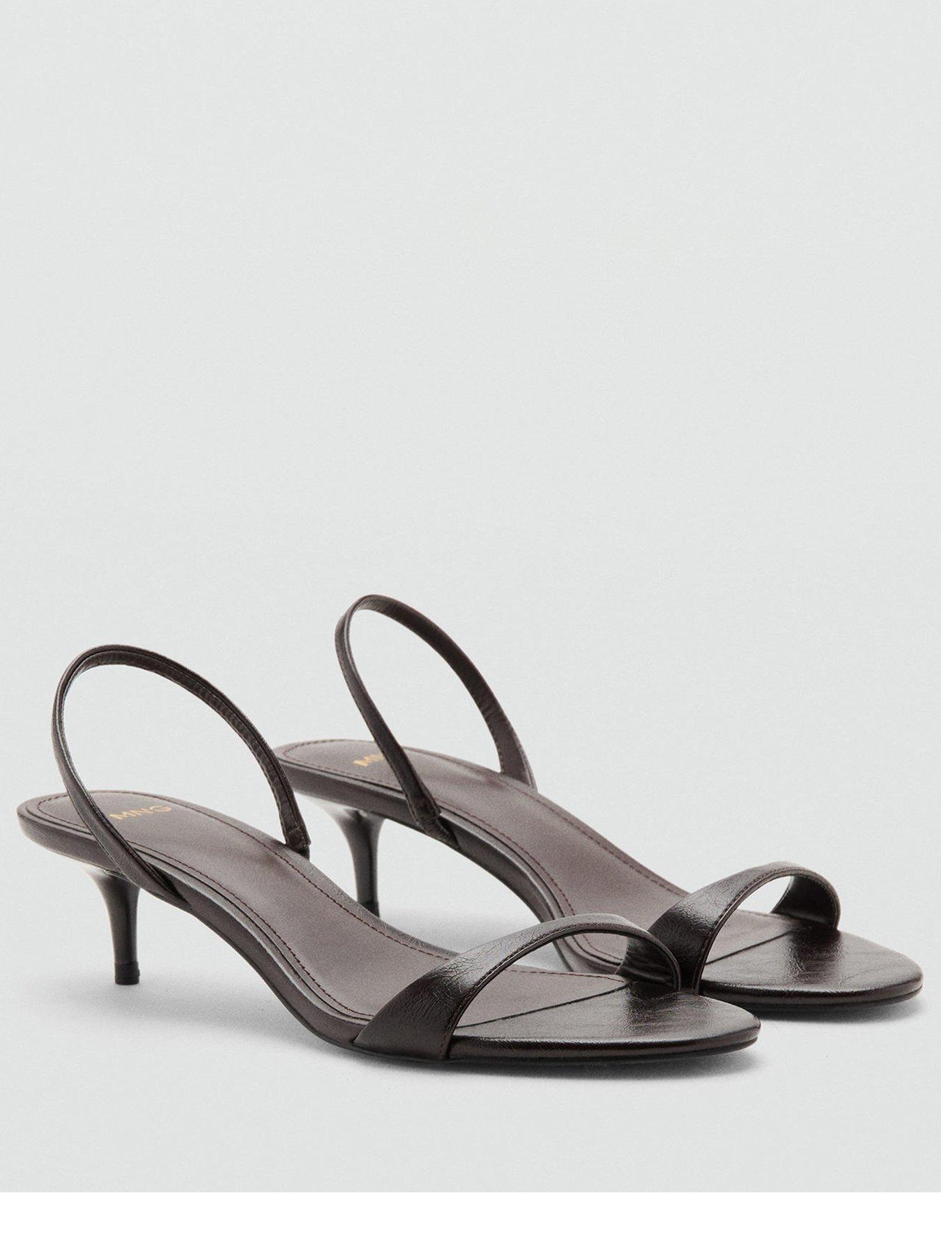 Image 2 of 5 of Mango Kitten-heel Sandals With Strap - Brown