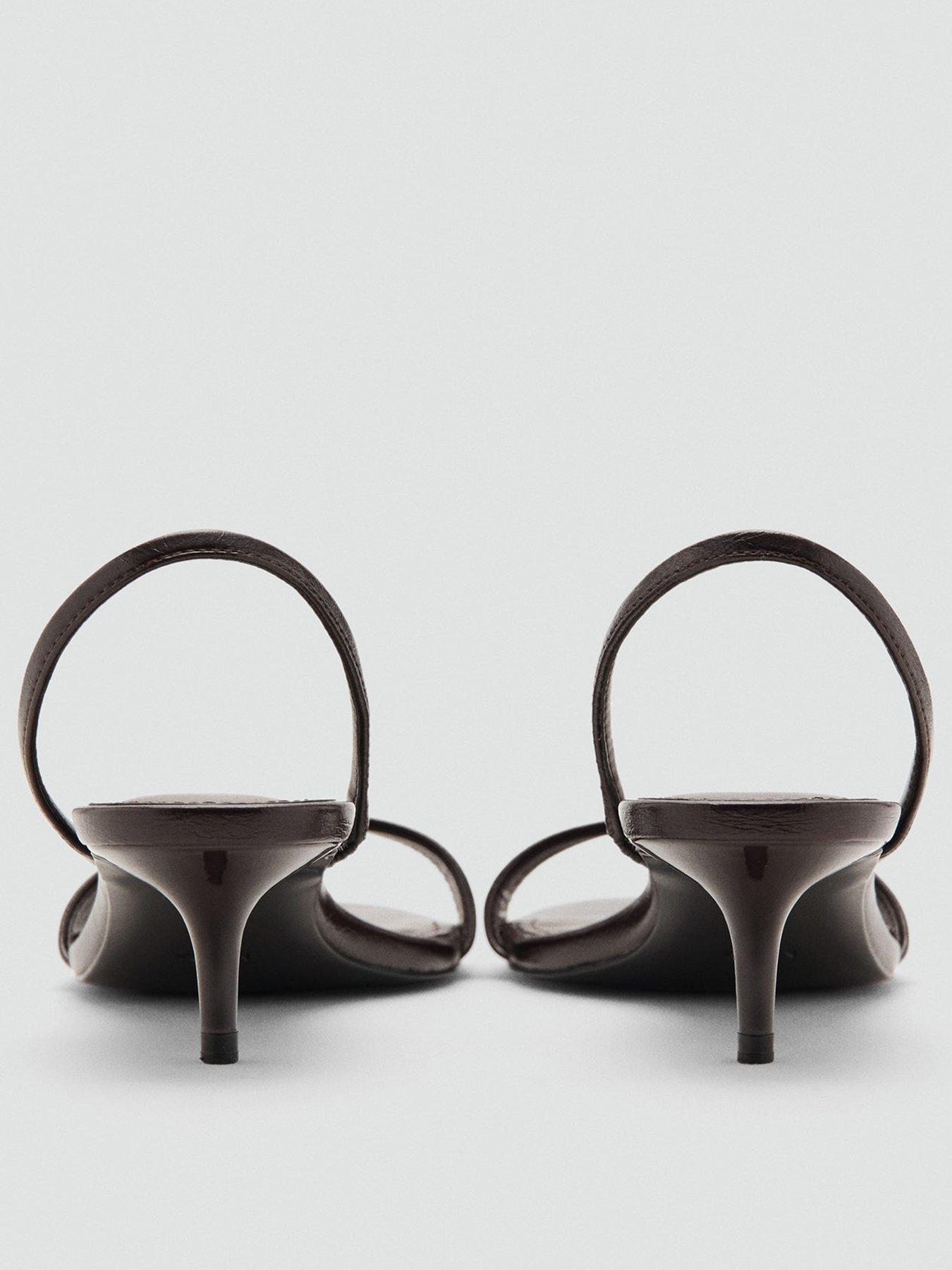 Image 3 of 5 of Mango Kitten-heel Sandals With Strap - Brown