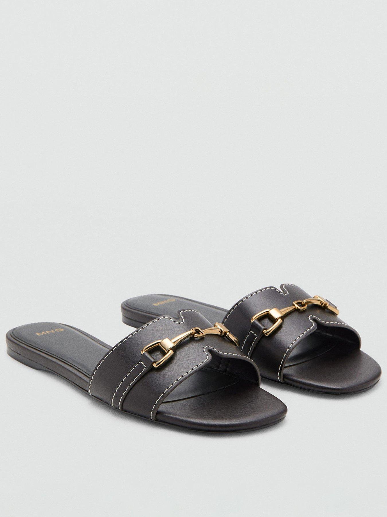 Mango Metallic Detail Strap Sandal - Brown