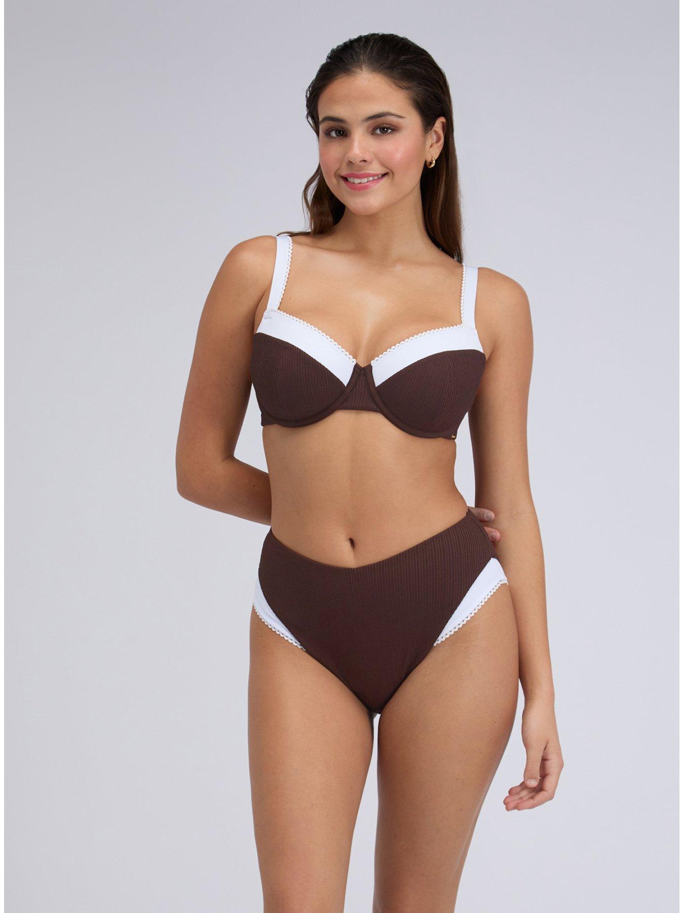 Image 5 of 6 of Boux Avenue Rivoli Picot High Waist Bikini Briefs - Chocolate