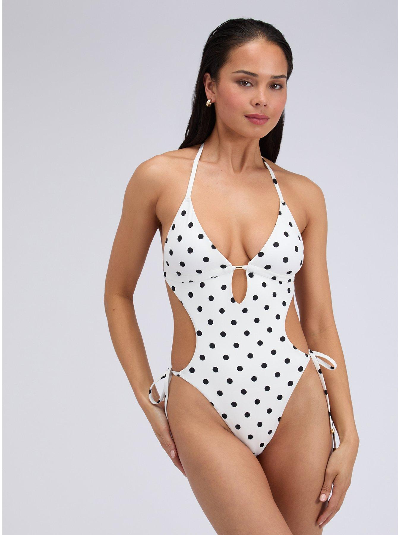 Image 1 of 5 of Boux Avenue Naxos String Side Swimsuit - White Mix