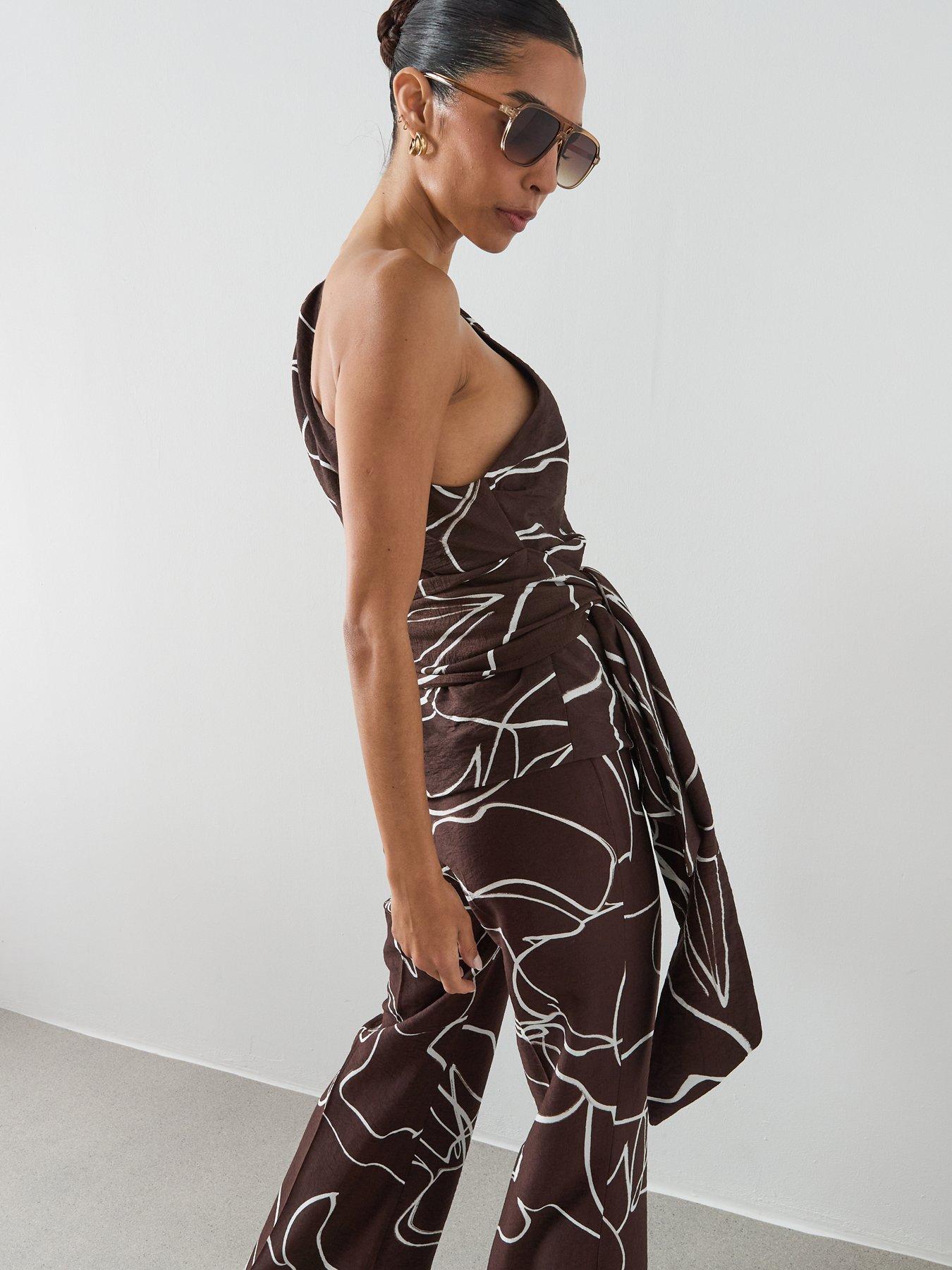 Image 6 of 6 of Mango Asymmetric Printed Top - Brown