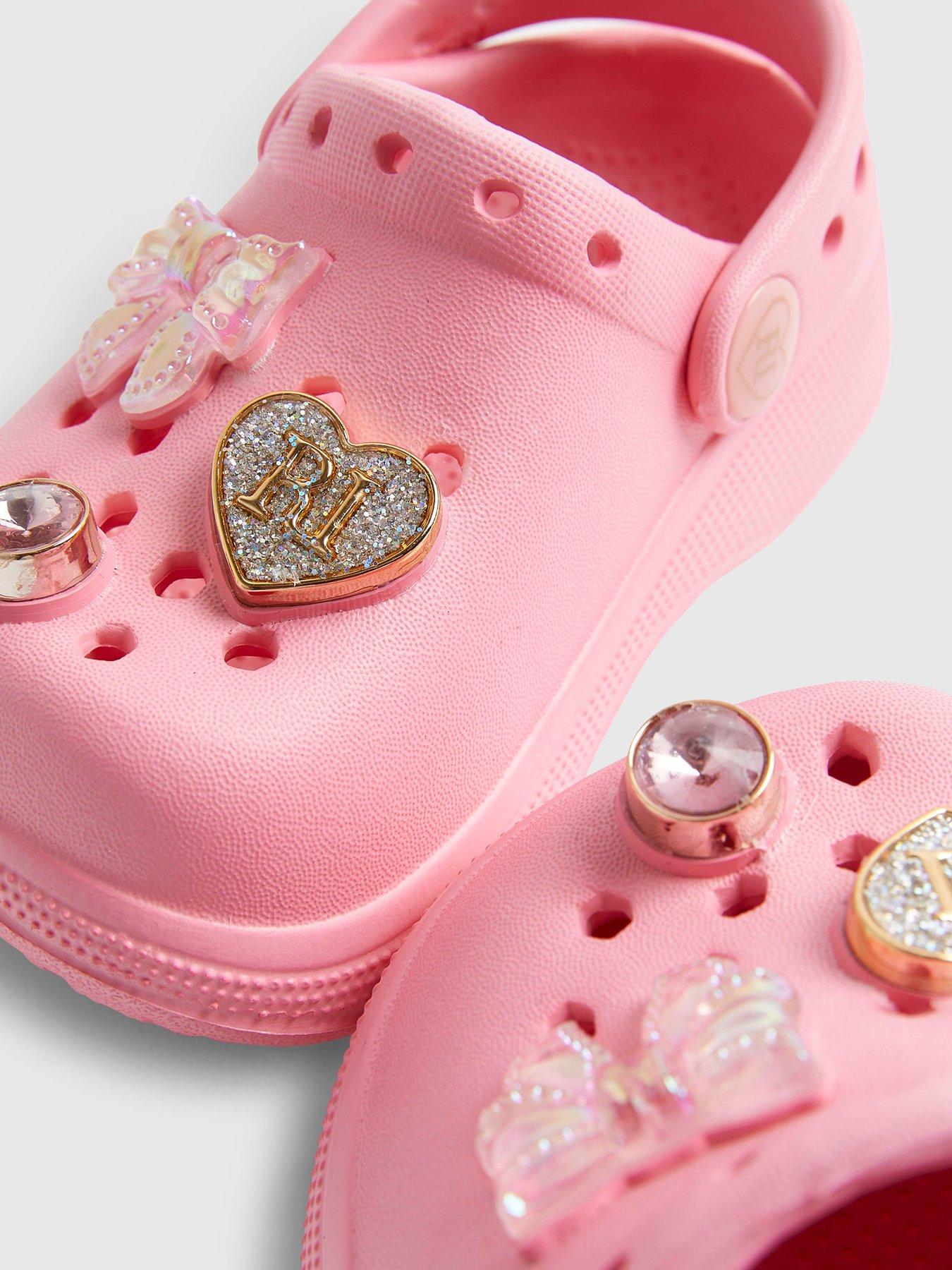 Image 5 of 5 of River Island Mini Girls Bow Gem Clog Sandals - Pink