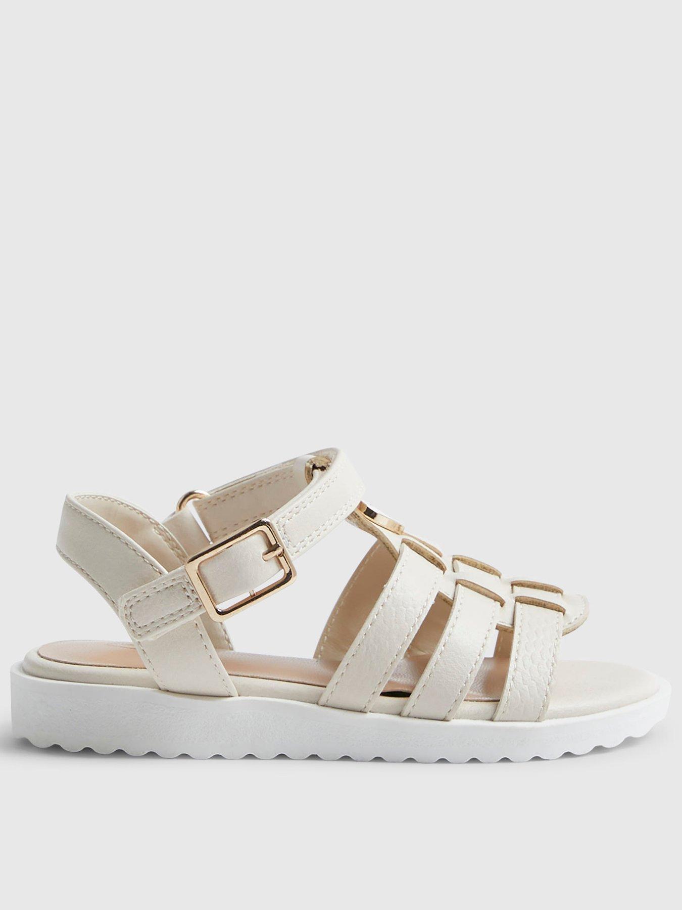 River Island Mini Girls Heart Caged Sandals - White