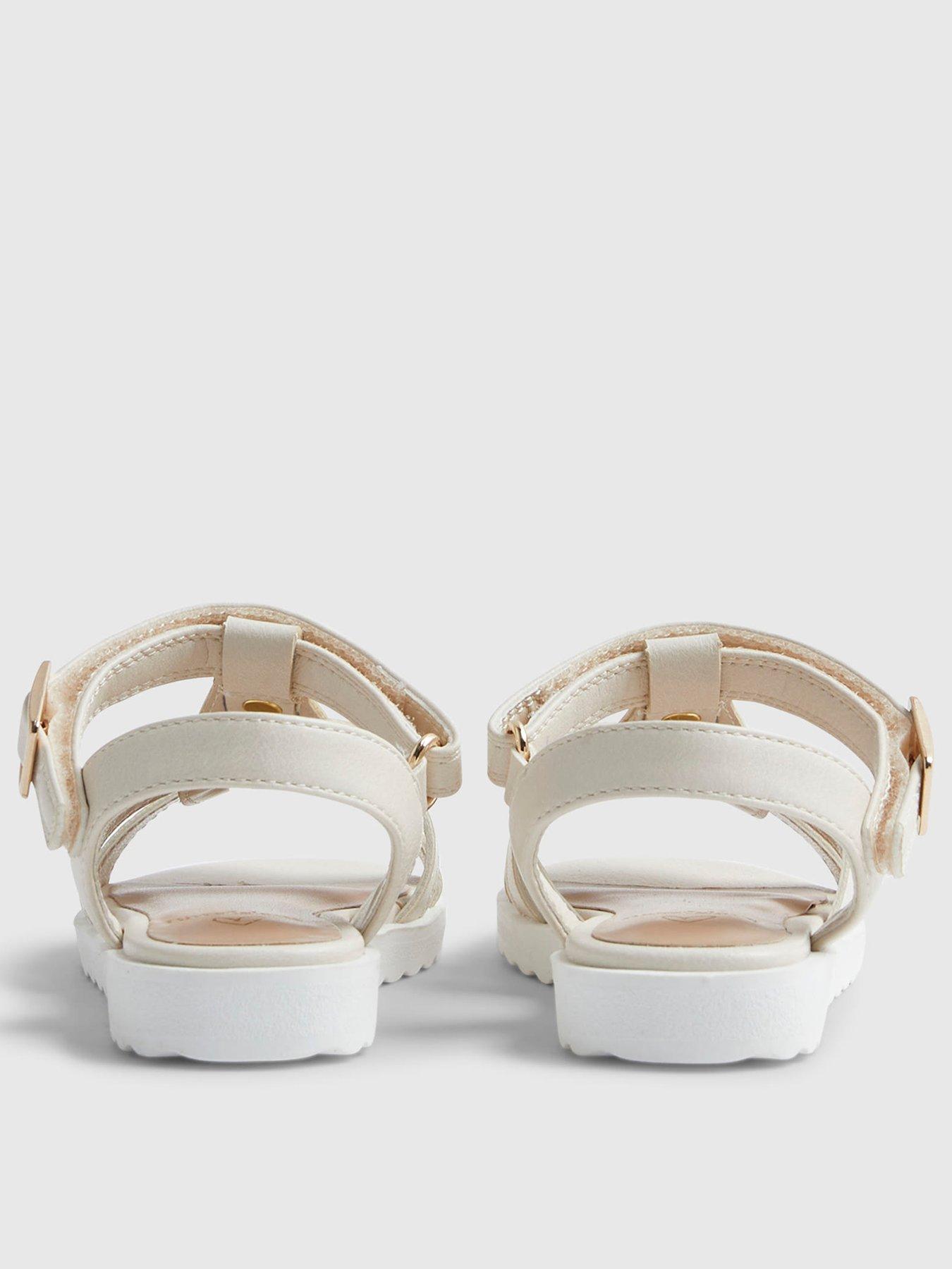 Image 3 of 5 of River Island Mini Girls Heart Caged Sandals - White