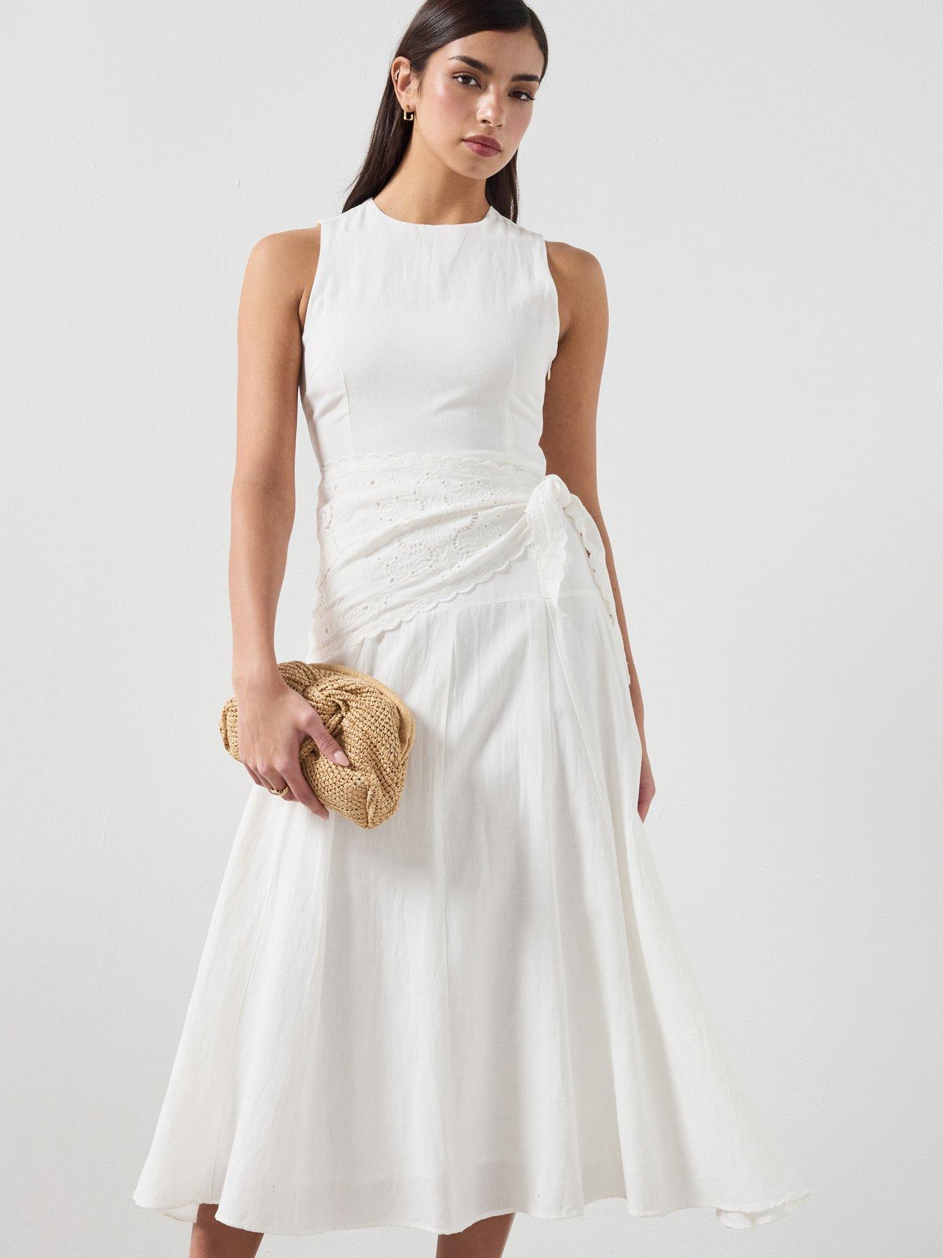 Mango Handkerchief A-line Dress - Cream
