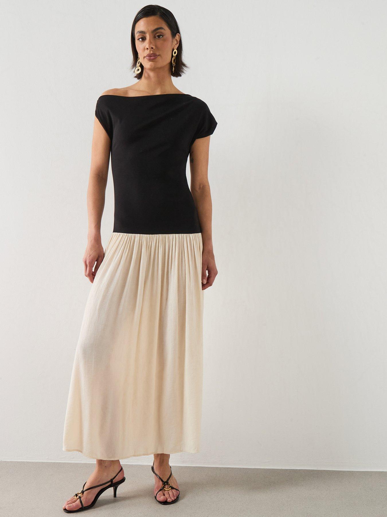 Mango Asymmetrical Flared Dress - Cream