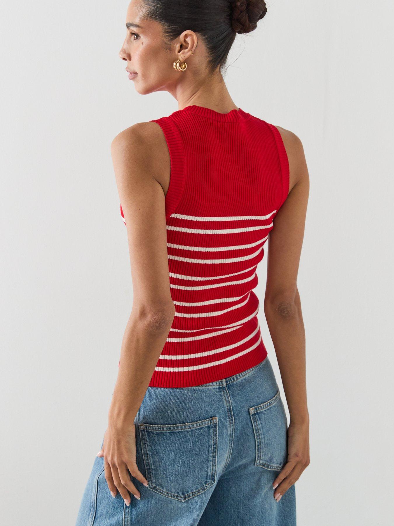 Image 2 of 6 of Mango Striped Knit Top - Red