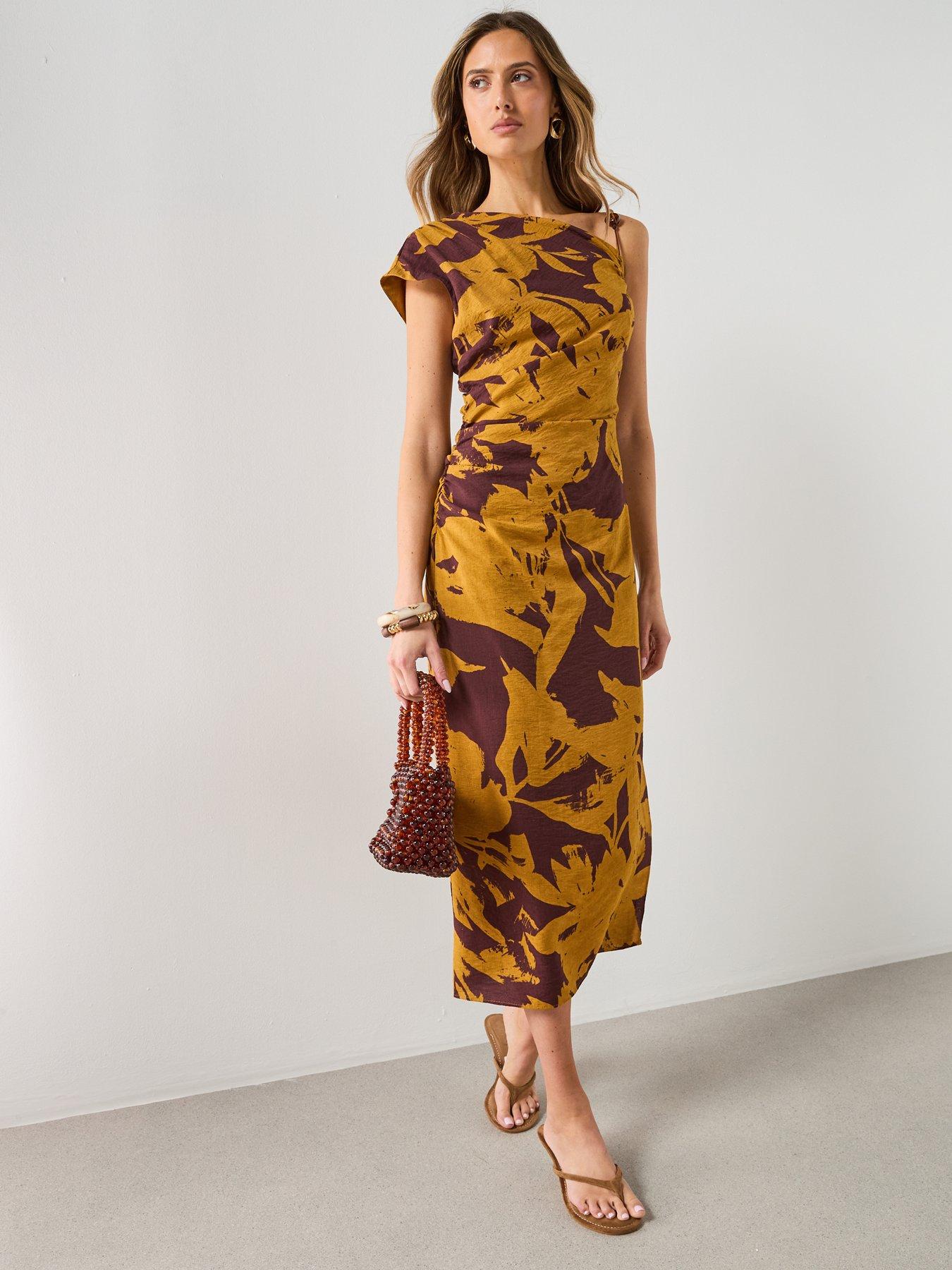Mango Printed Asymmetrical Dress - Orchre - Purple
