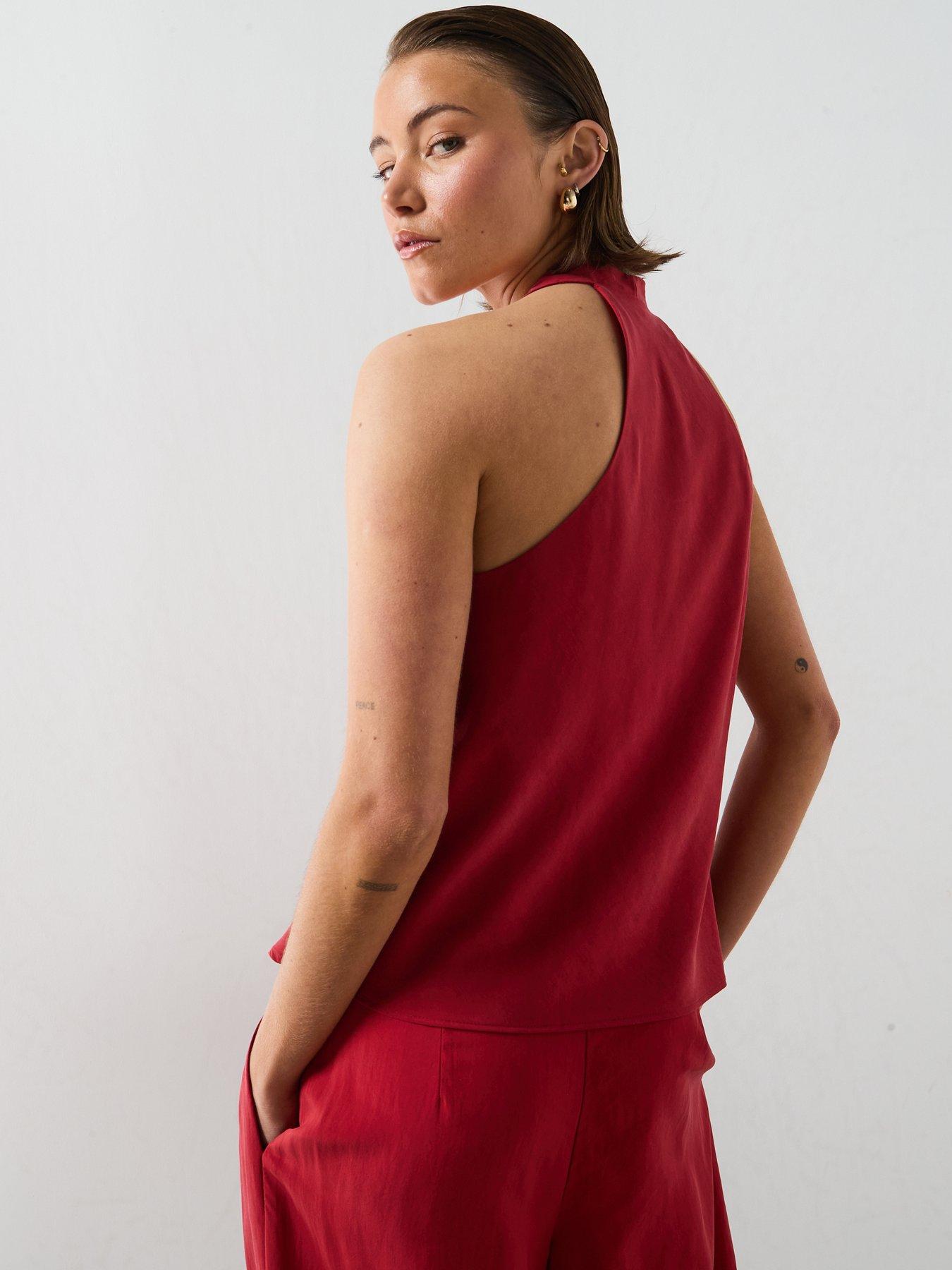Image 2 of 6 of Mango Lyocell Co-ord Strap Top - Red