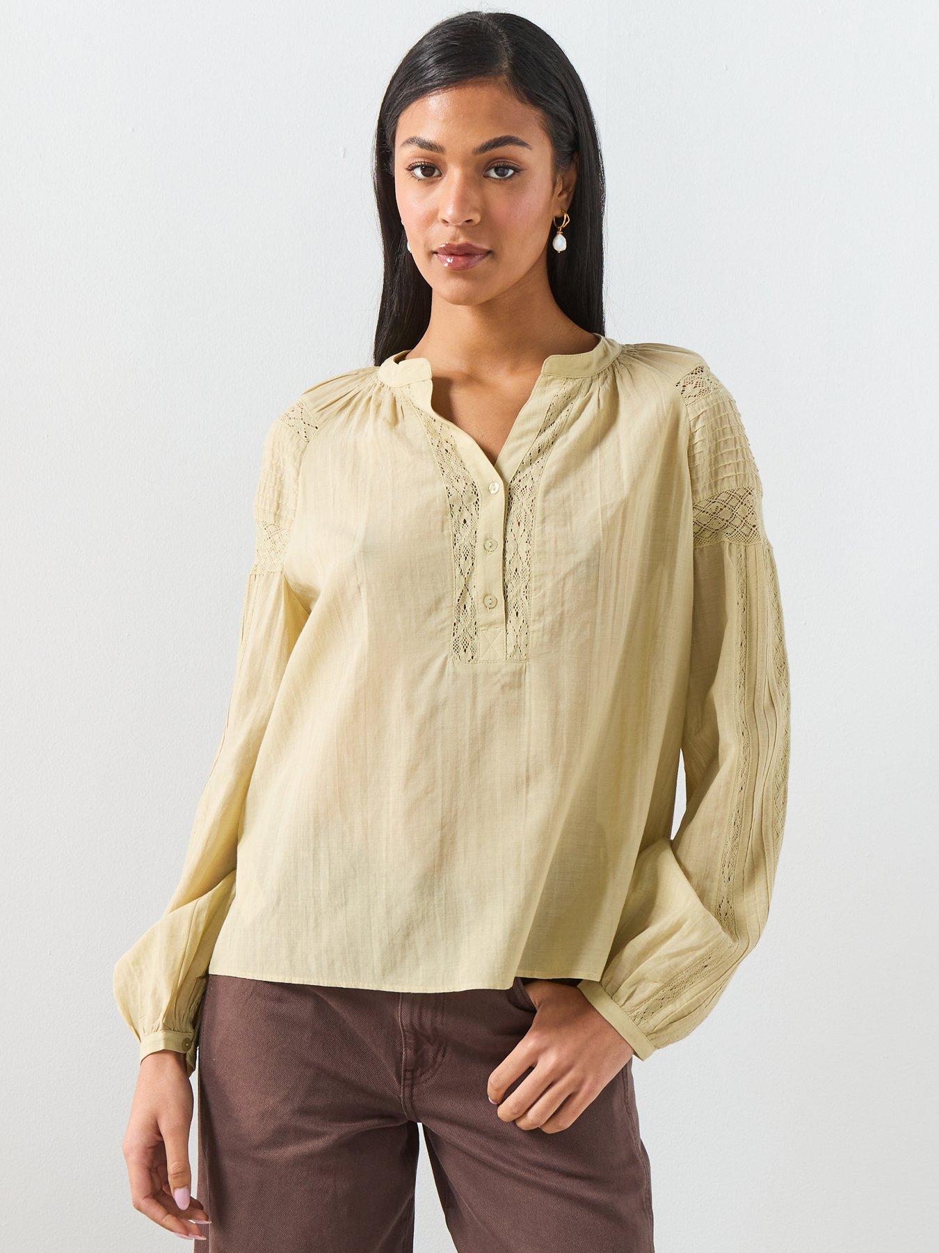 Mango Embroidered Openwork Blouse - Green