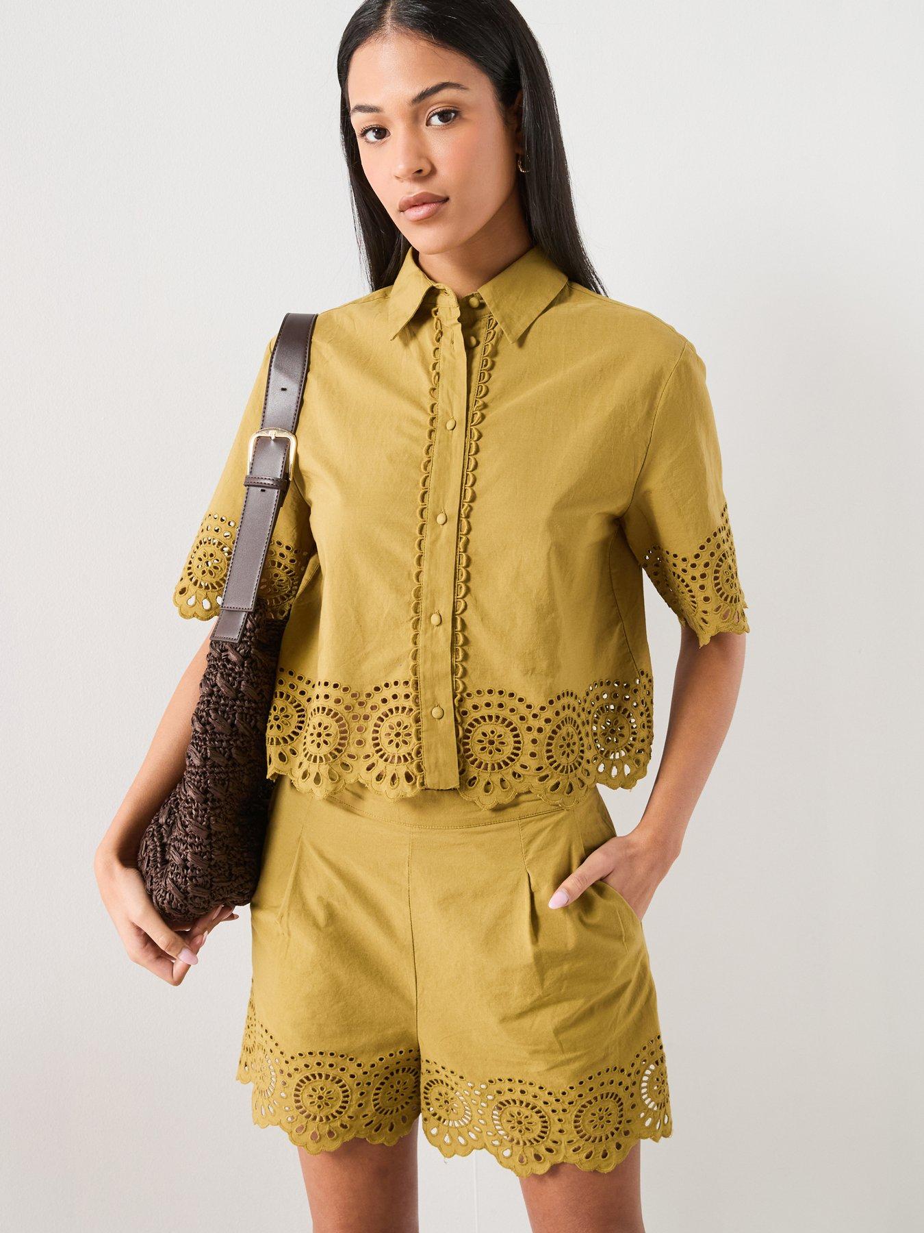 Mango Embroidered Openwork Shirt - Green