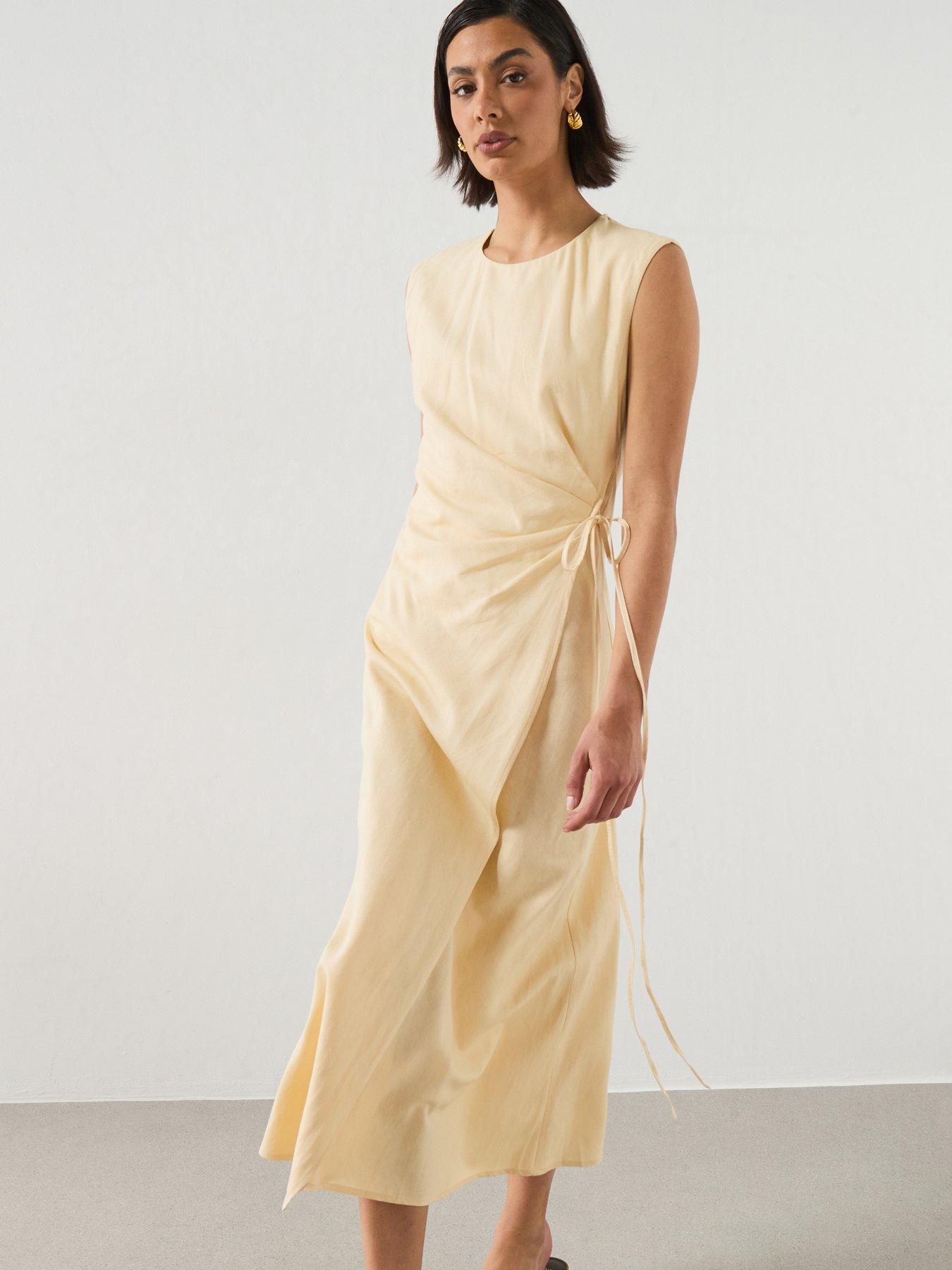 Mango Wrap Midi-Dress With Tie Detail - Cream