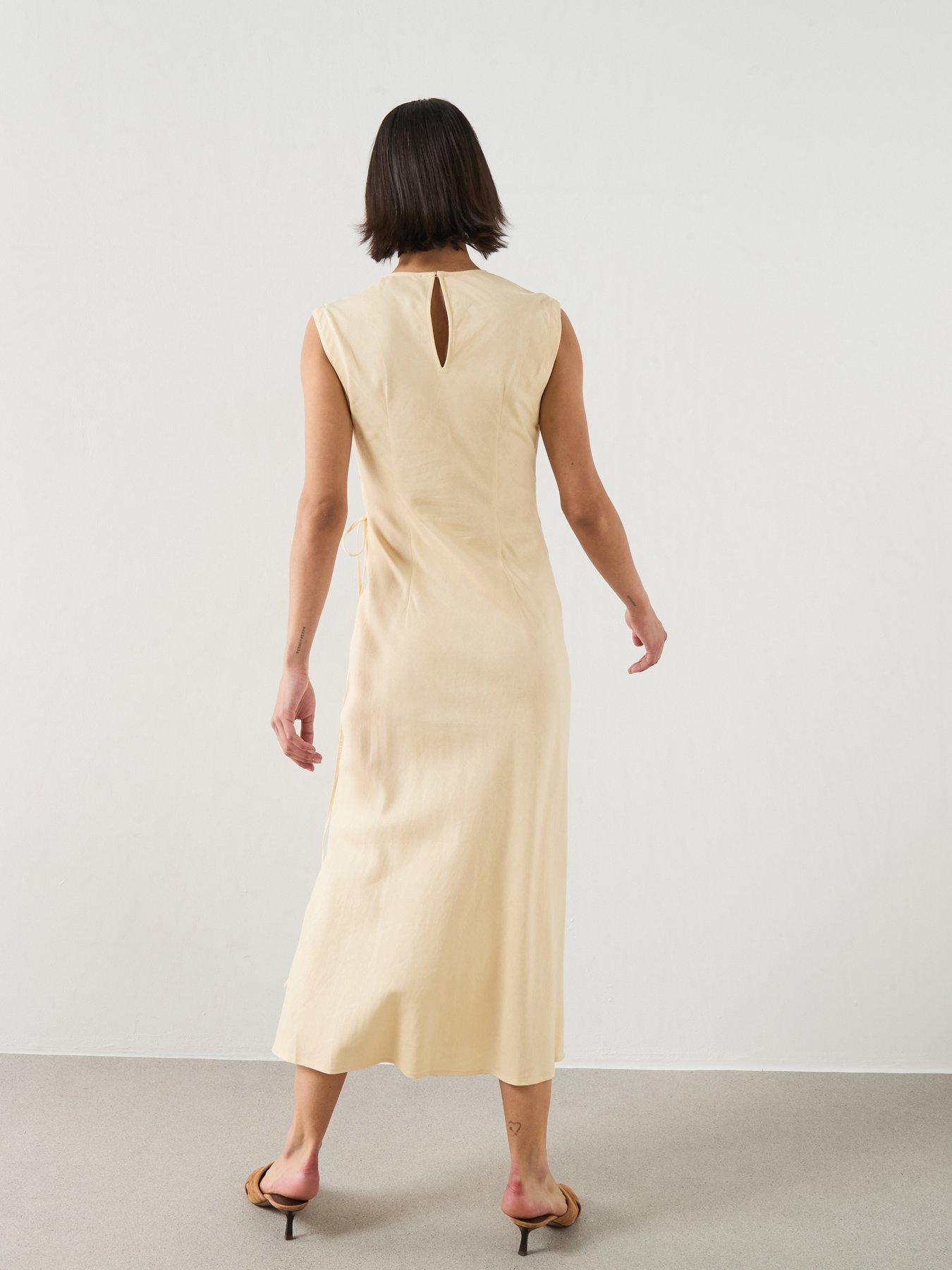 Image 2 of 6 of Mango Wrap Midi-Dress With Tie Detail - Cream