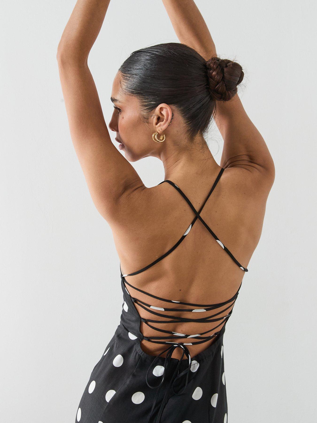  image of mango-lyocell-polka-dot-dress-black